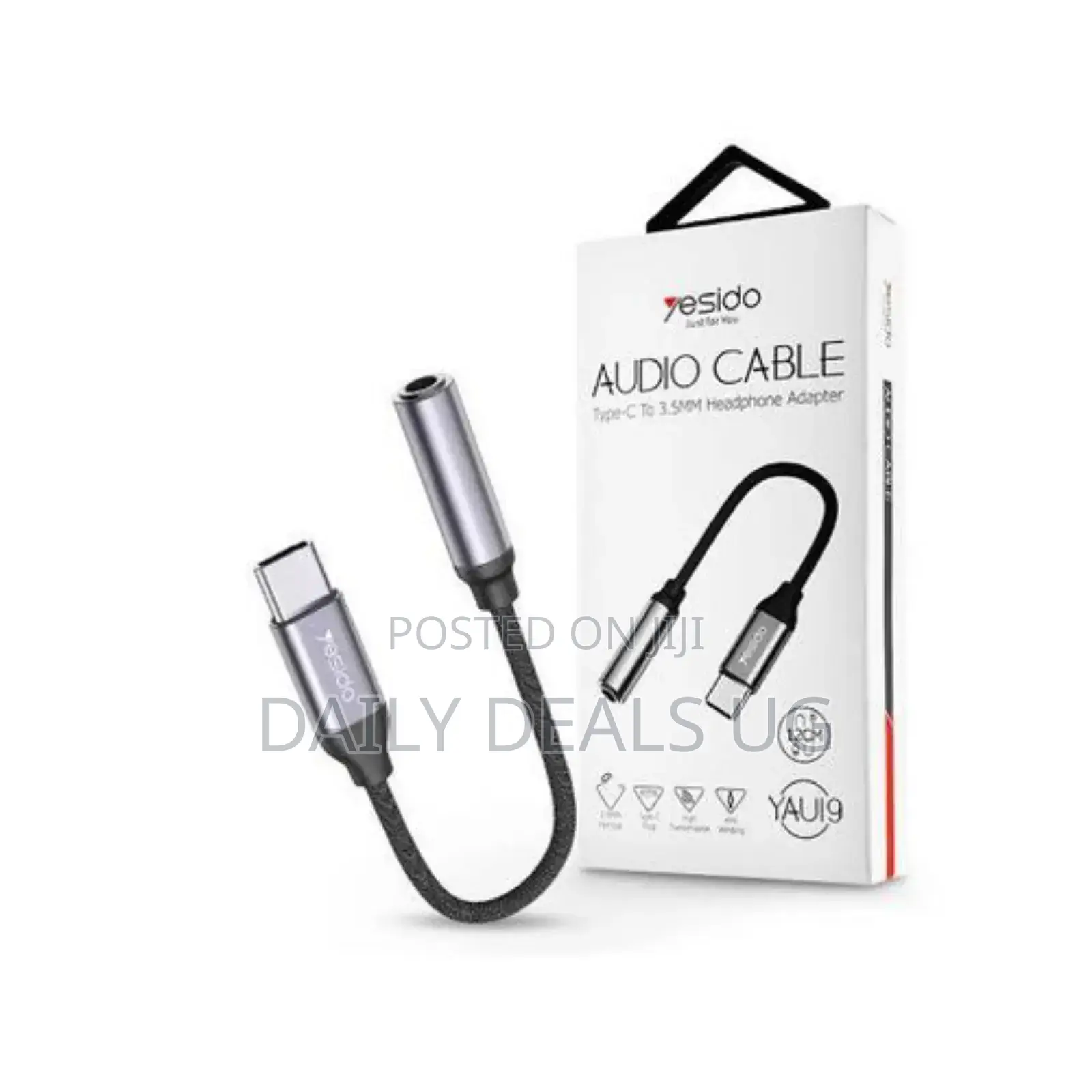 Yesido Yau19 Cable Usb Type-C to 3.5mm Aux Port Black