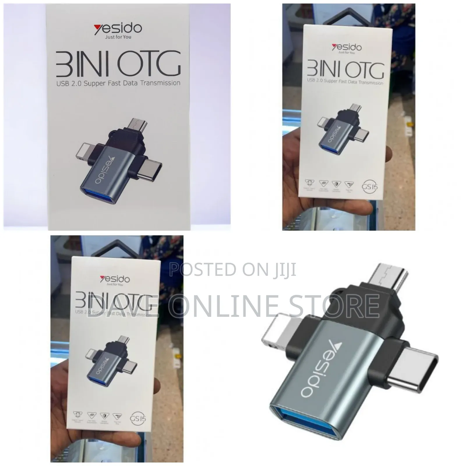 Yesido 3 in 1 Otg Usb 2.0 Super Fast Data Transmission