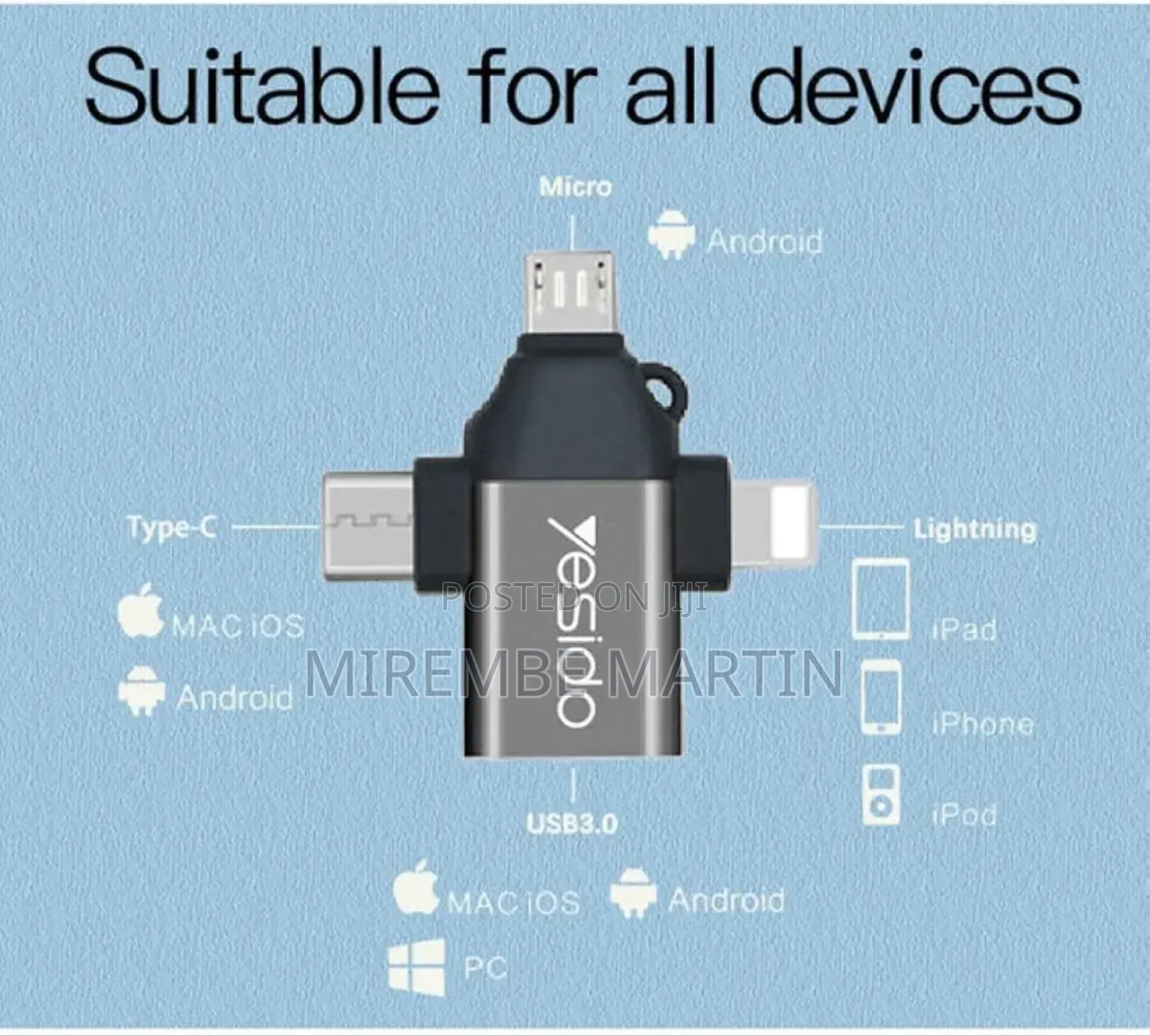 Gs15 3 in 1 Usb to Micro +Lightning + Type-C Otg Converter