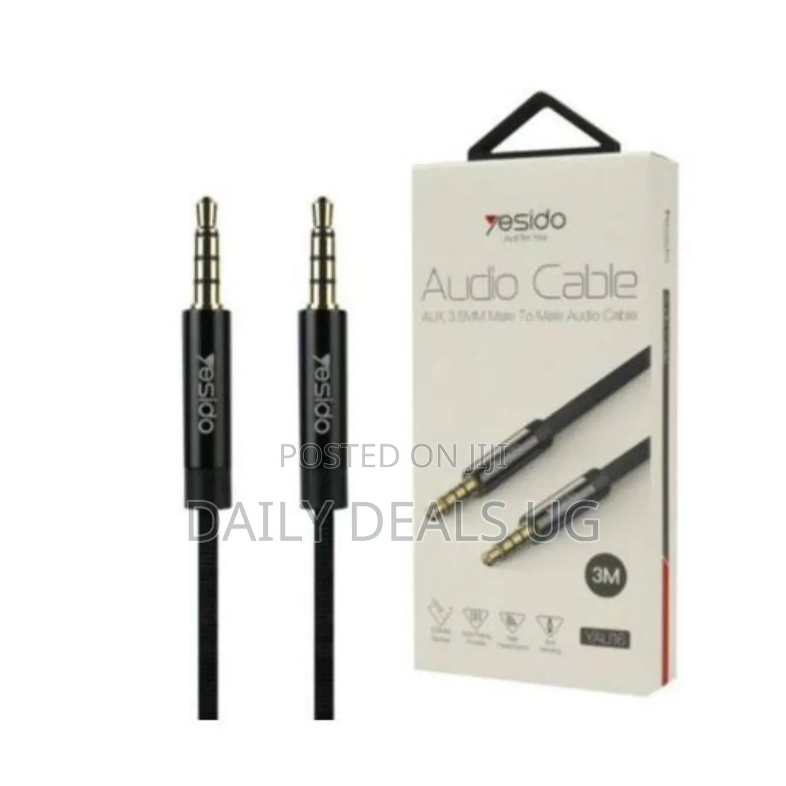 Yesido Yau16 3m Nylon Braided 3.5mm to 3.5mm Jack Plug Black