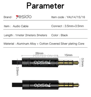 Yesido Audio Cable Aux 3.5mm Standard Length: 3m