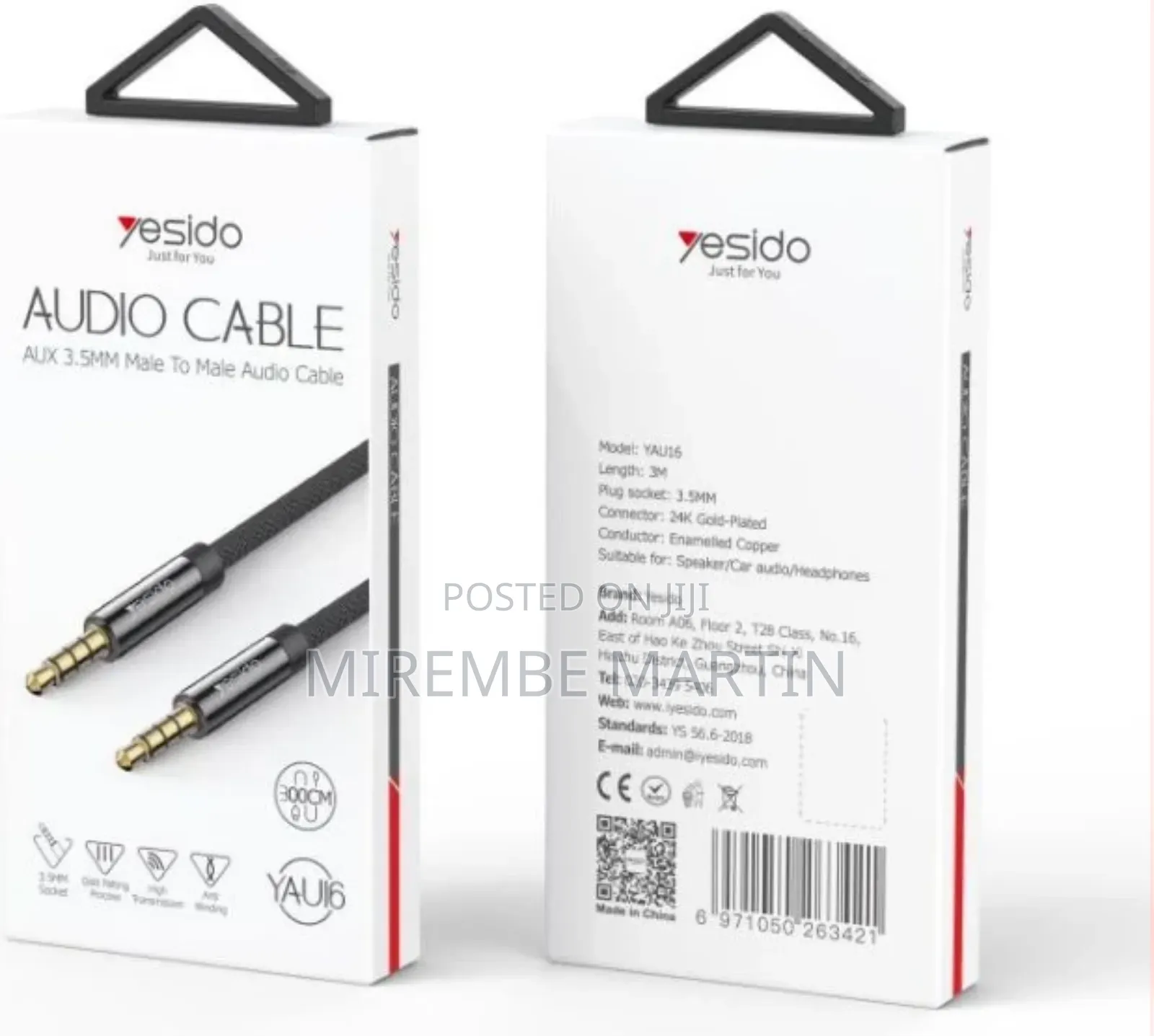 Yesido Yau16 3m Nylon Braided 3.5mm to 3.5mm Audio Cable