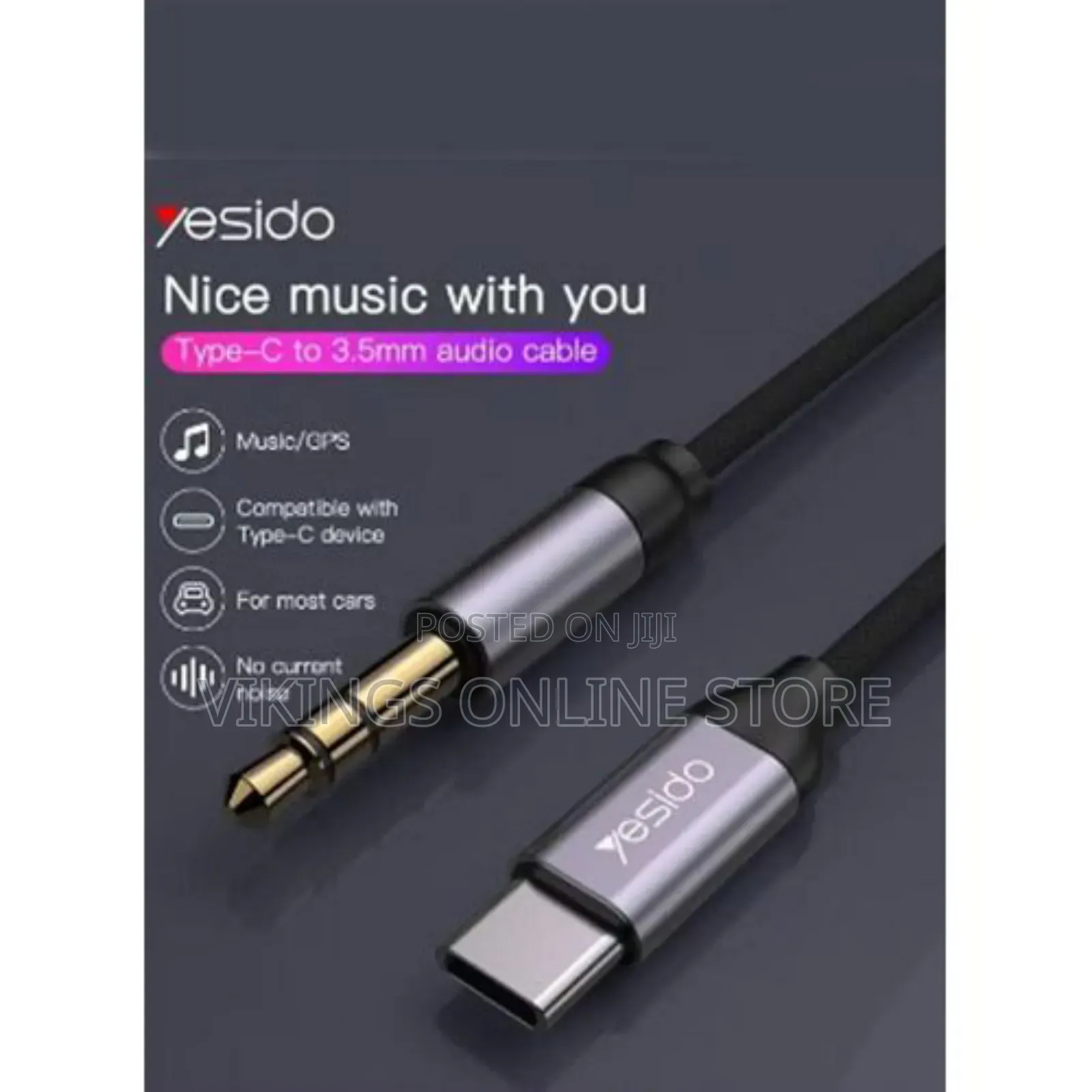 Yesido Aux Adapter Model Yau20 Aux to Type C Audio Cable