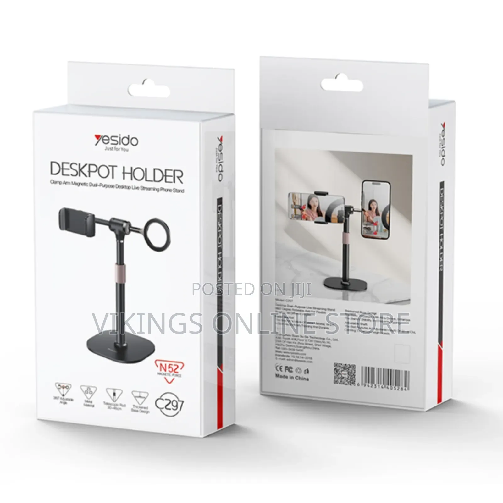 Yesido C297 Stand Metal Spring Clip / Magnetic Ring(Black