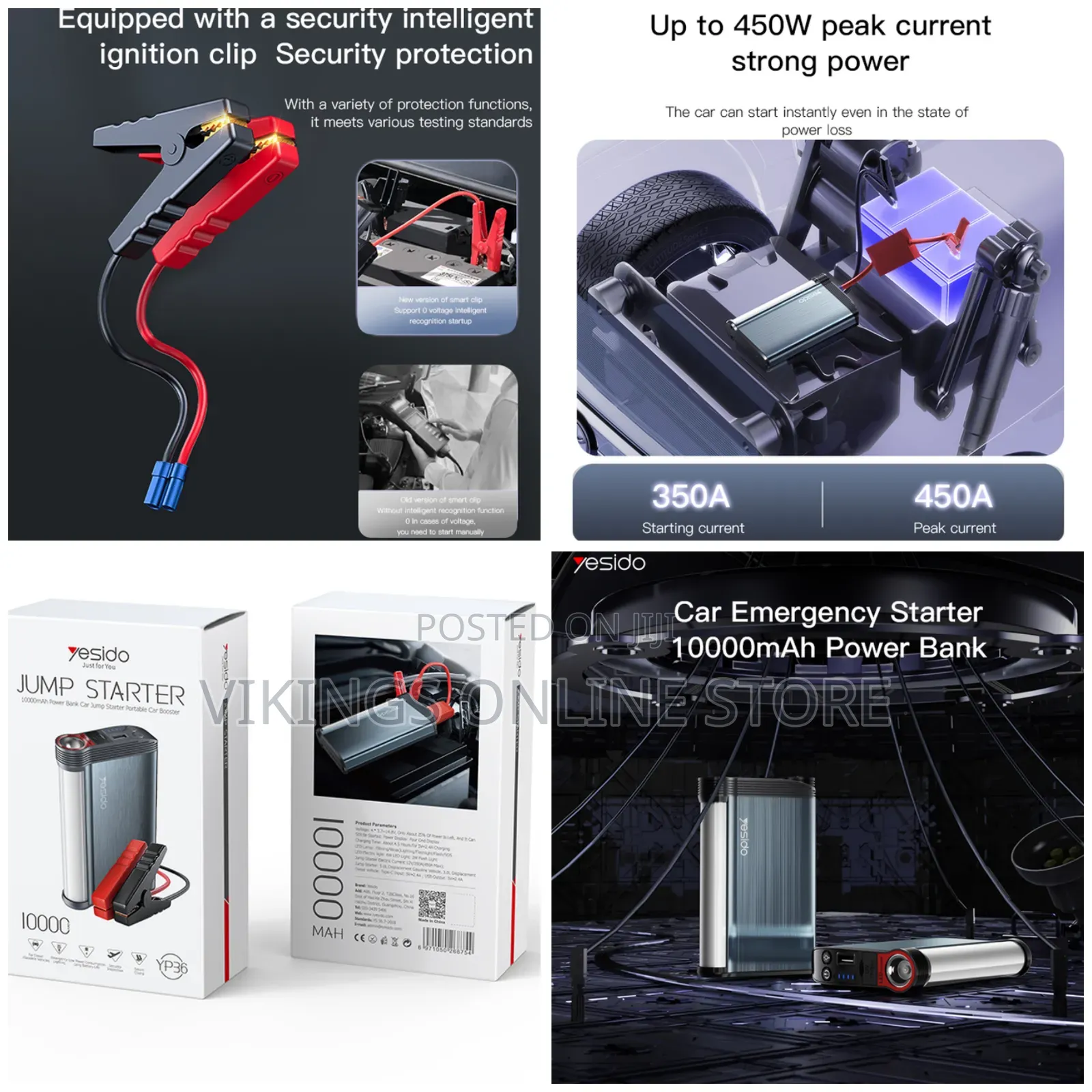 Yesido Yp36 Jump Starter With 10000mah Power Bank