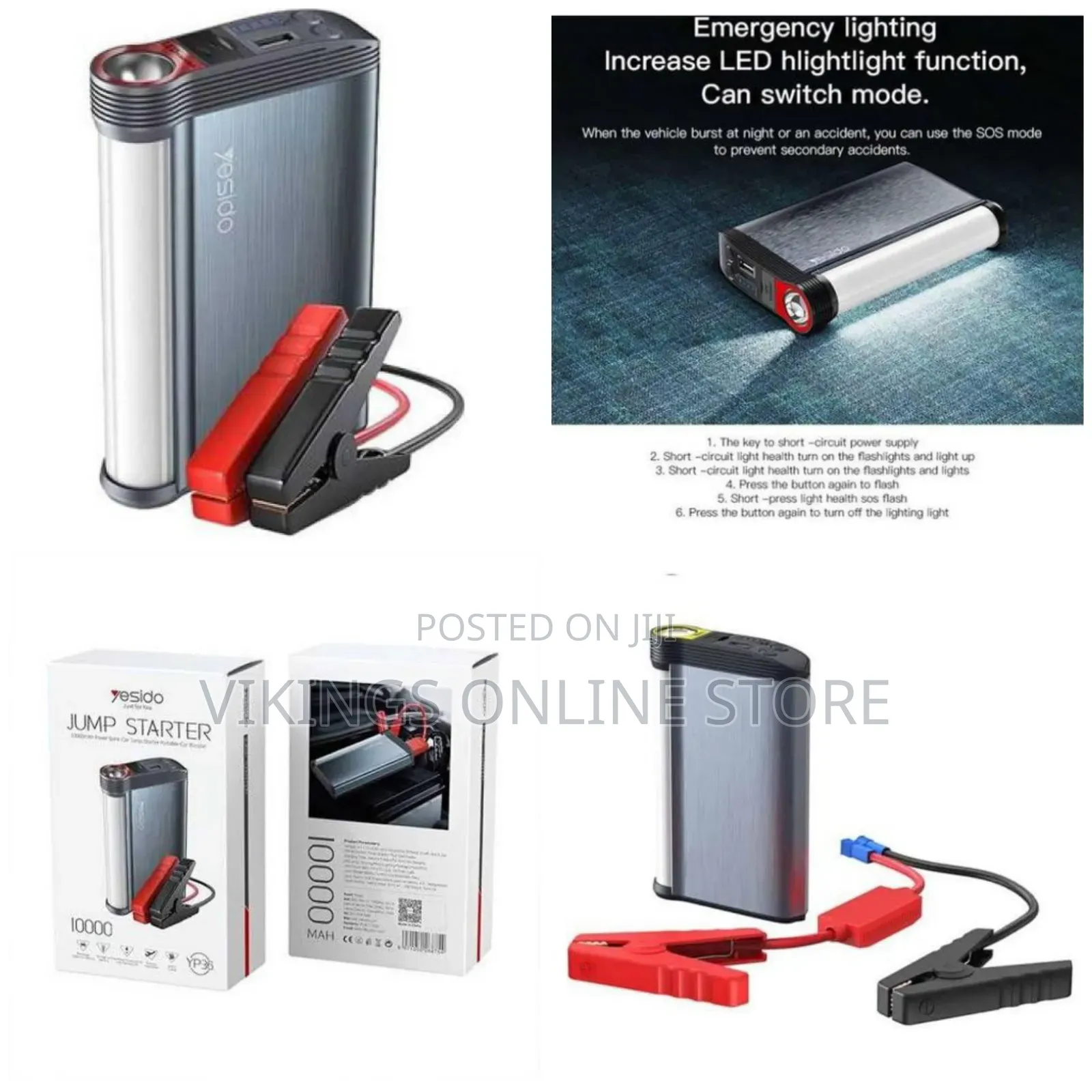 Yesido Yp36 Jump Starter With 10000mah Power Bank