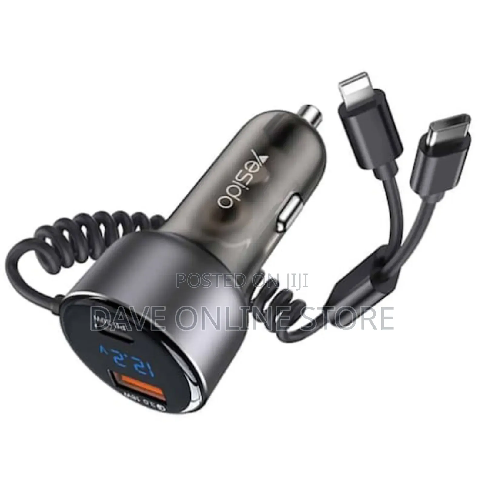 Yesido Y58 60w Super Fast Car Charger,Usb-C/Lightning Cable