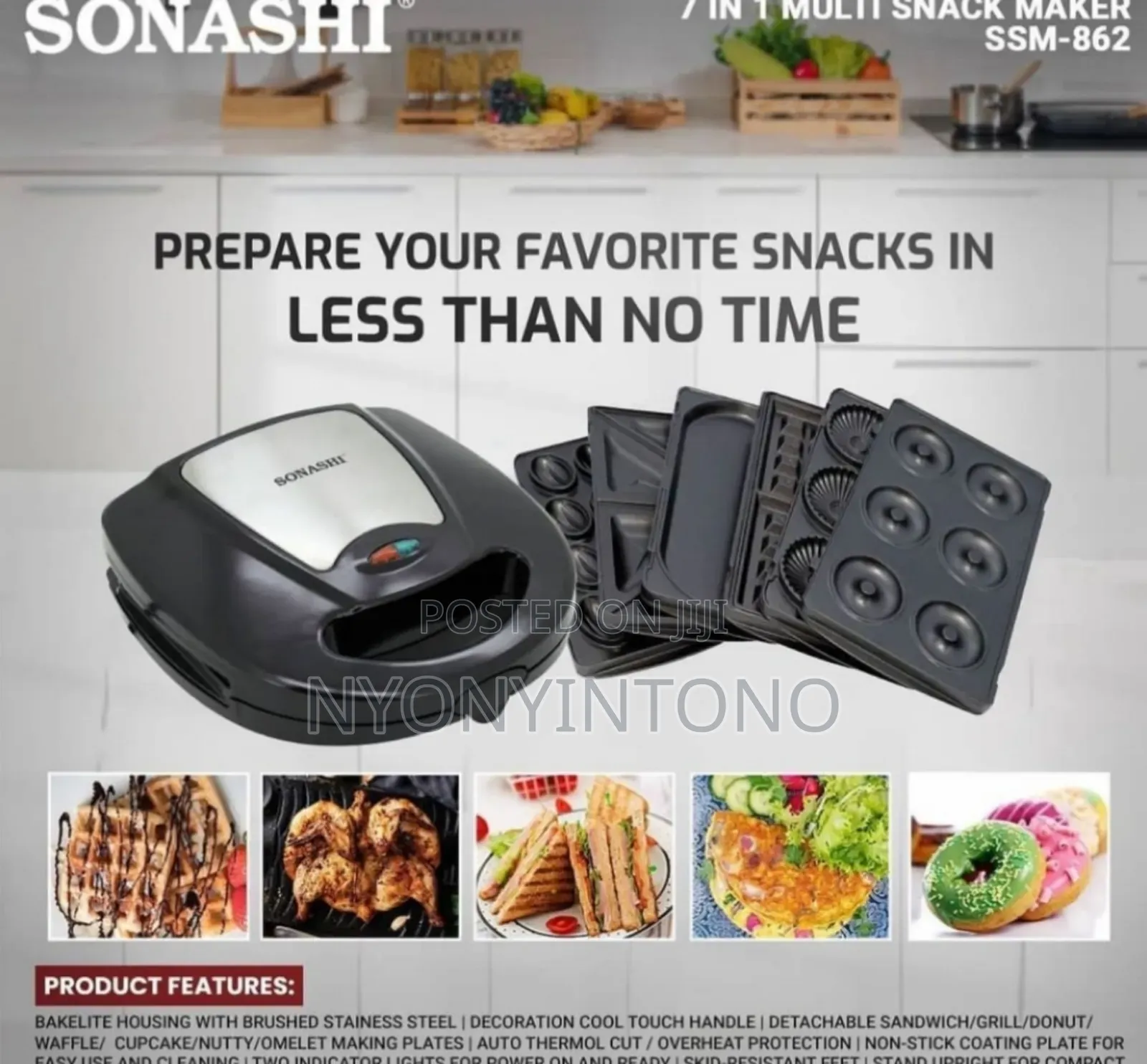 Sonashi 7 in 1 Stainless Steel Snackmaker With 2yr Warranty