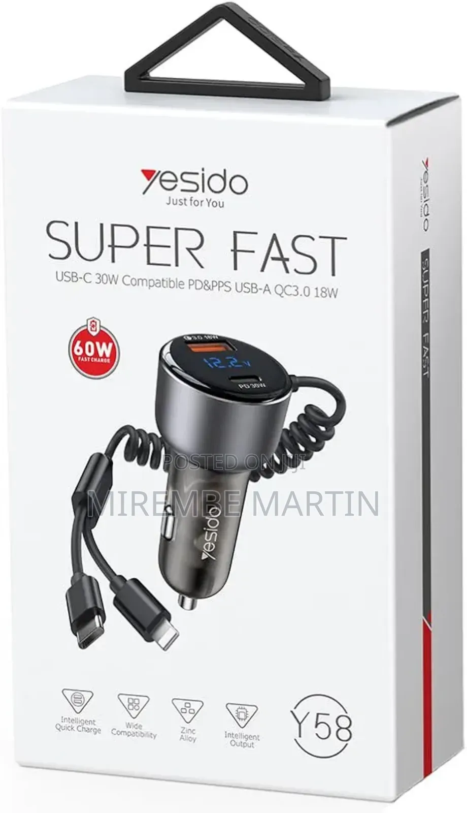 60w Super Fast Car Charger - Zinc Alloy Car Charging Adapter