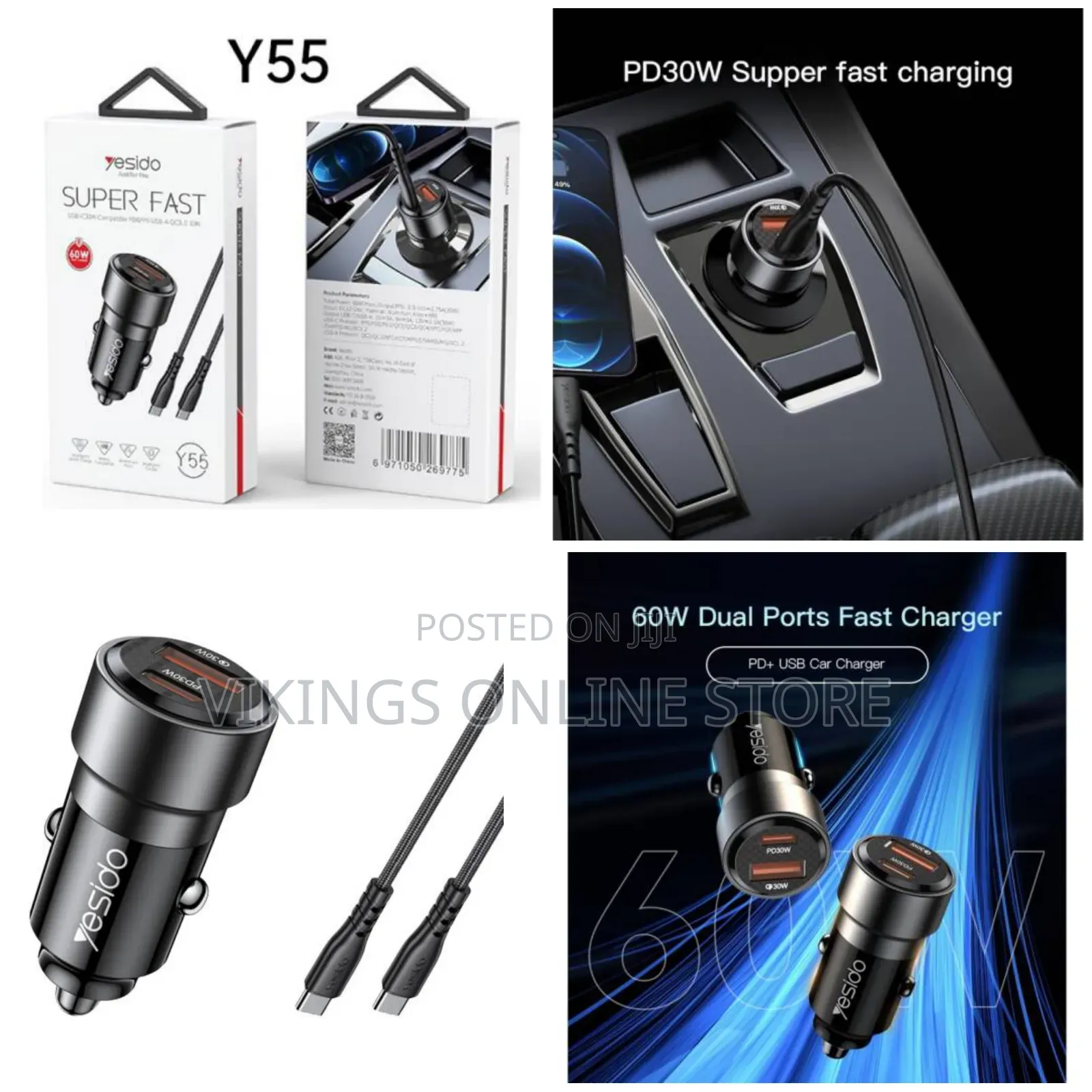 Yesido Y55 Car Charger Adapter, Cigarette Lighter Port