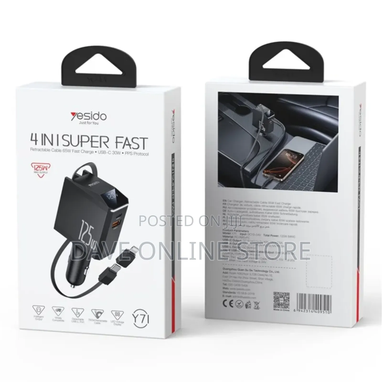 Yesido Y71 125w Car Charger With Fast Charging,