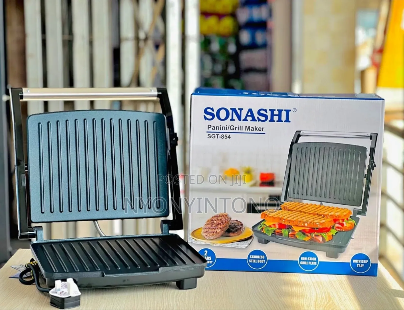Sonashi Panini / Press Grill Maker With 2yrs Warranty