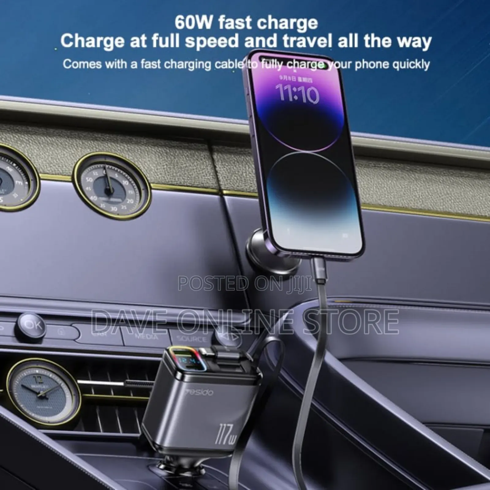 Yesido Y63 4 in 1 Usb Type-C+Usb Dual Line Car Fast Charger