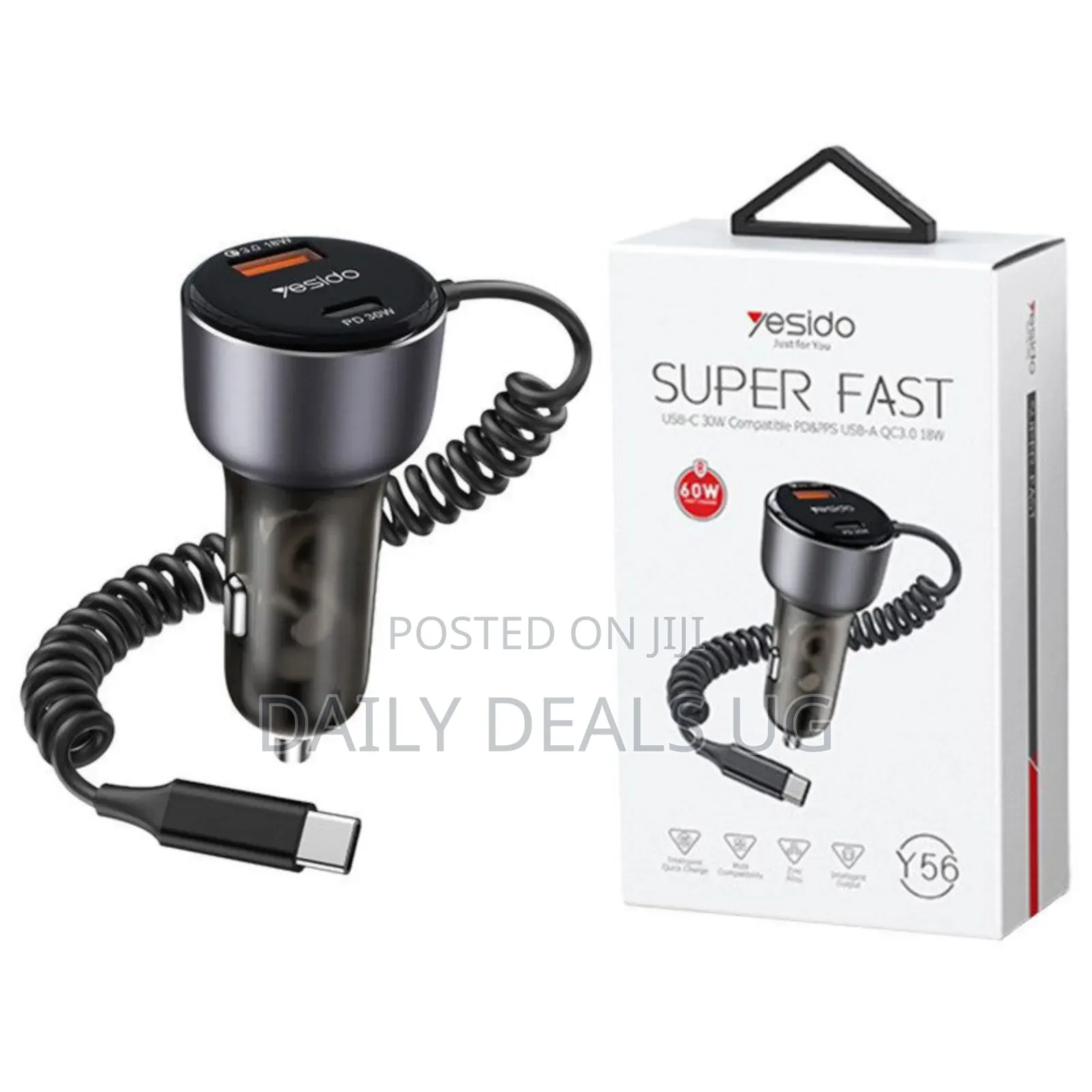 Yesido Y56 Pd 60w Type-C, Qc3.0 18w Us-a Car Charger