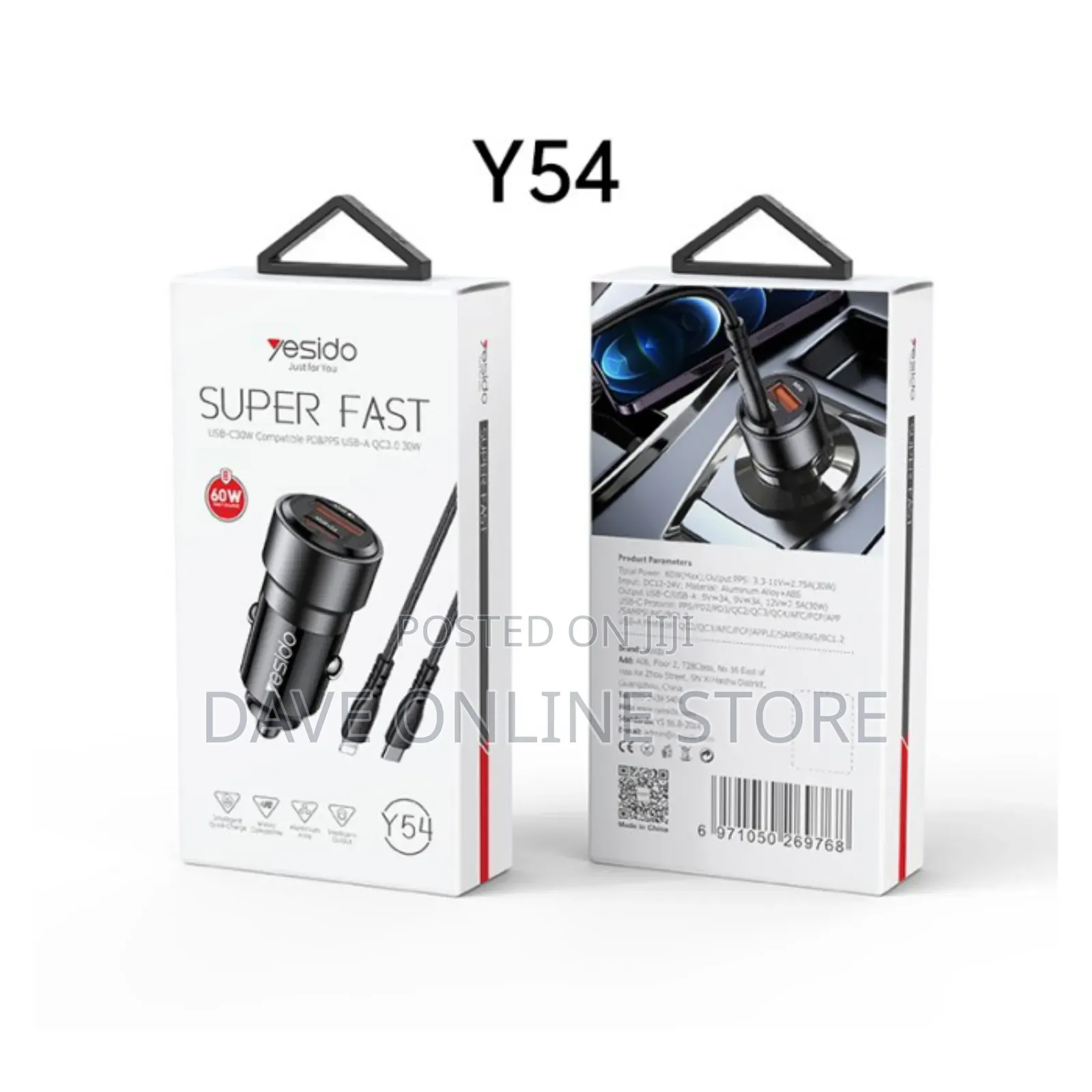 Yesido Y54 60w Fast Charging Car Charger Adapter