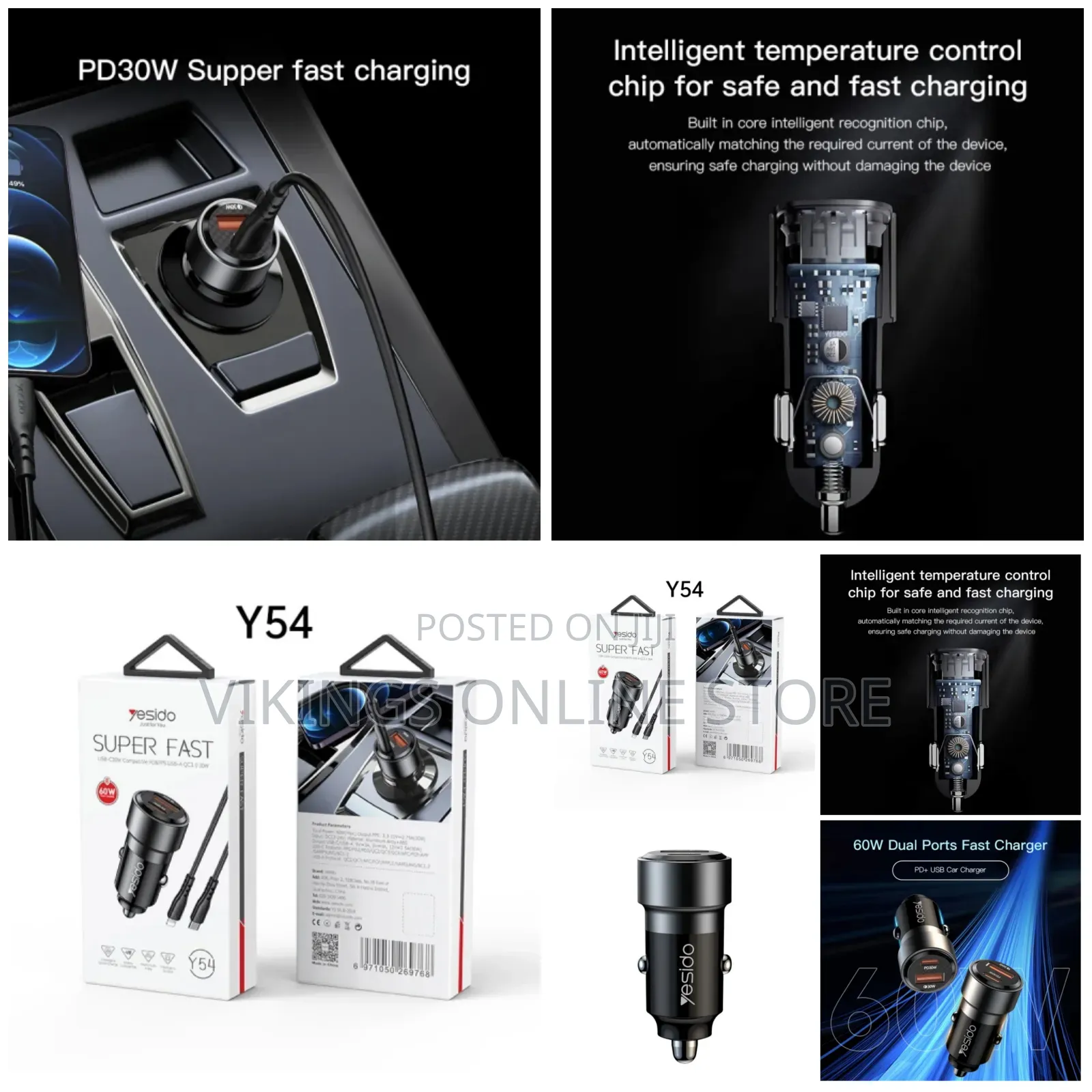 Y54 60w Car Charger Adapter