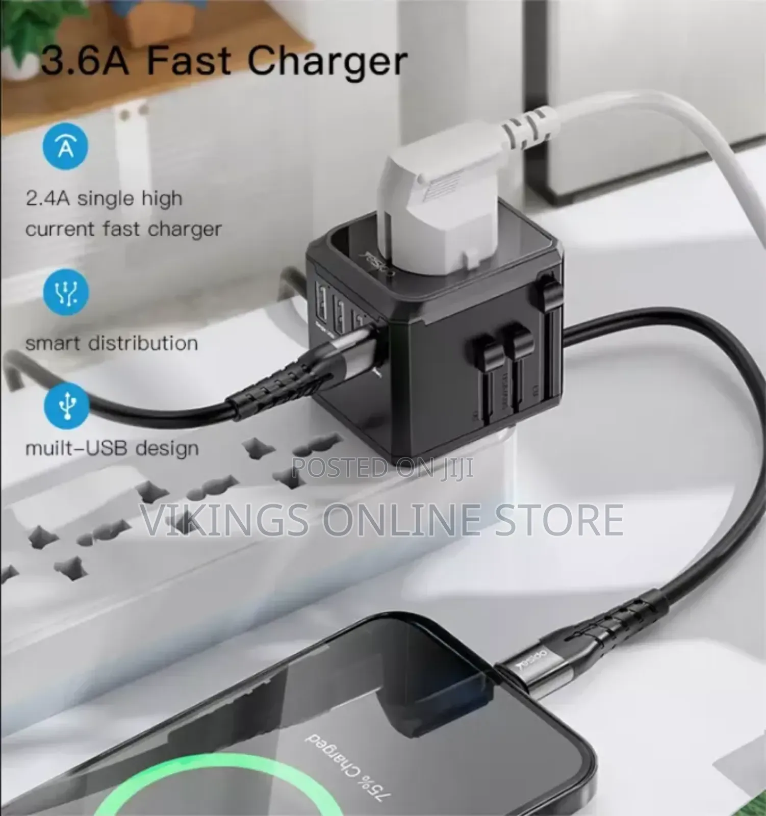 Yesido Mc10 Universal Travel Adapter 3 Usb + 1 Usb-C Port