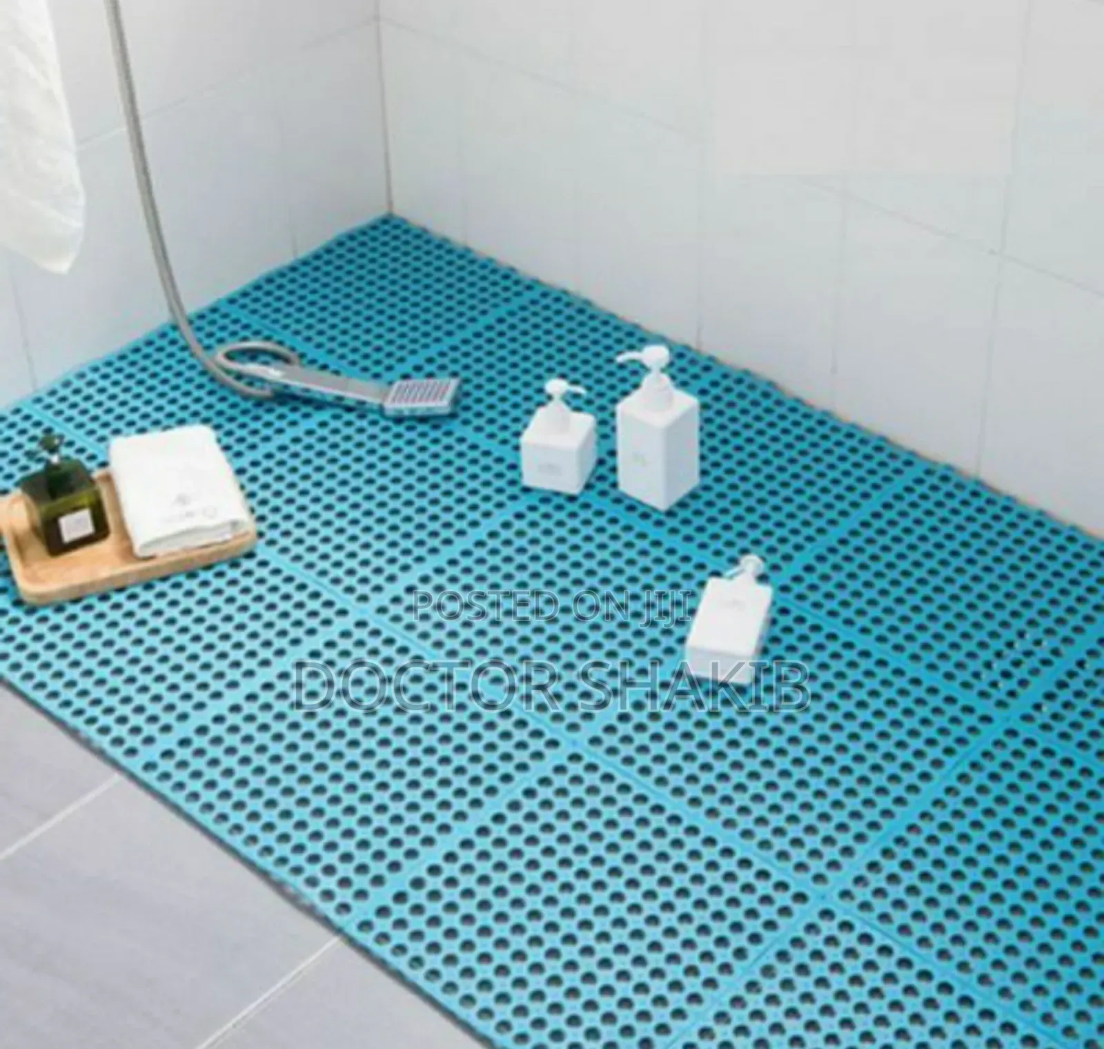 Interlocking Non Slip Bathroom Floor Tiles Rubber Mat - 4pcs