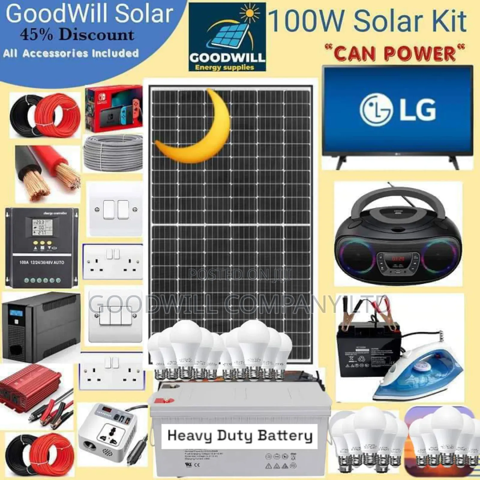 100w Solar Kit (100w Commercial Solar Energy System Full Kit