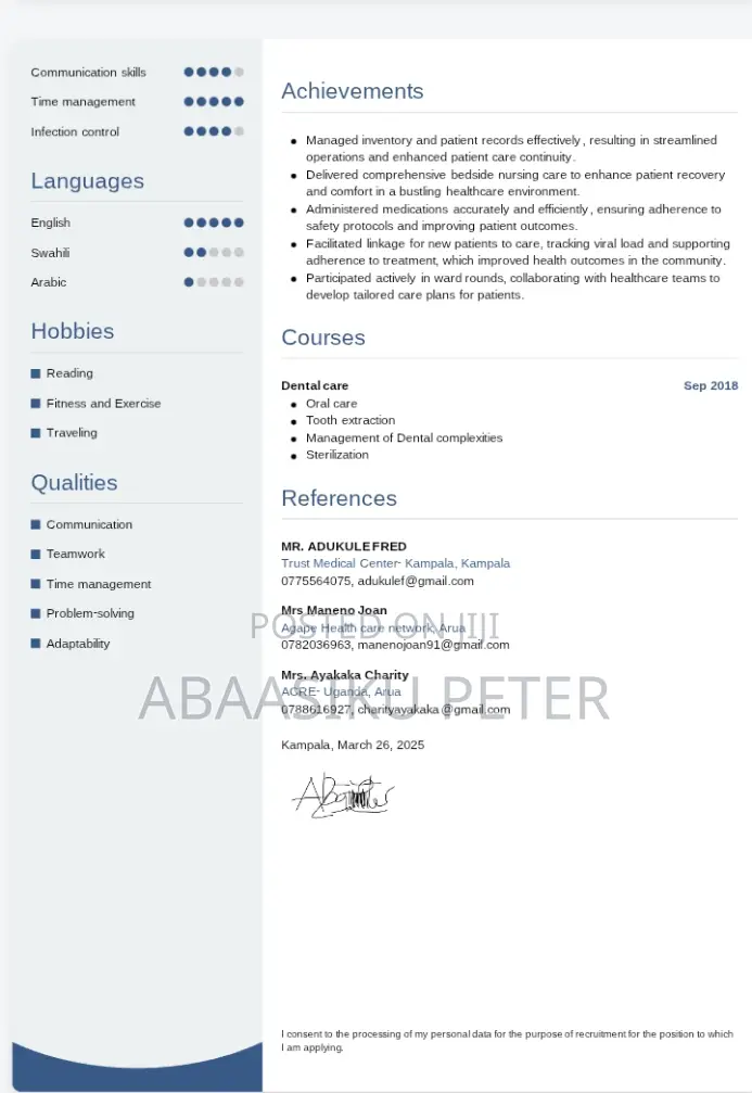Healthcare Nursing Cv