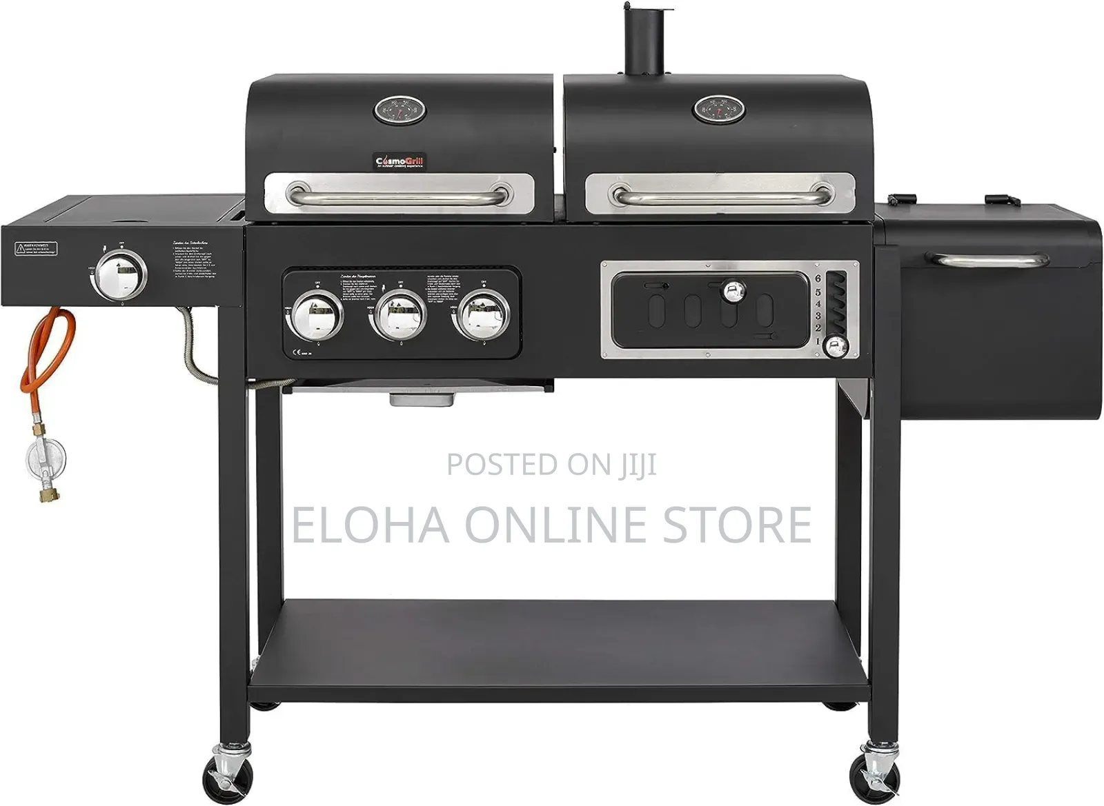 2 in 1 Commercial Gas Grill + Charcoal Smoker BBQ Grill