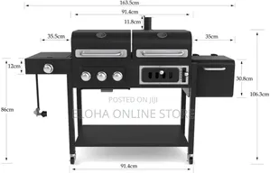 2 in 1 Commercial Gas Grill + Charcoal Smoker BBQ Grill