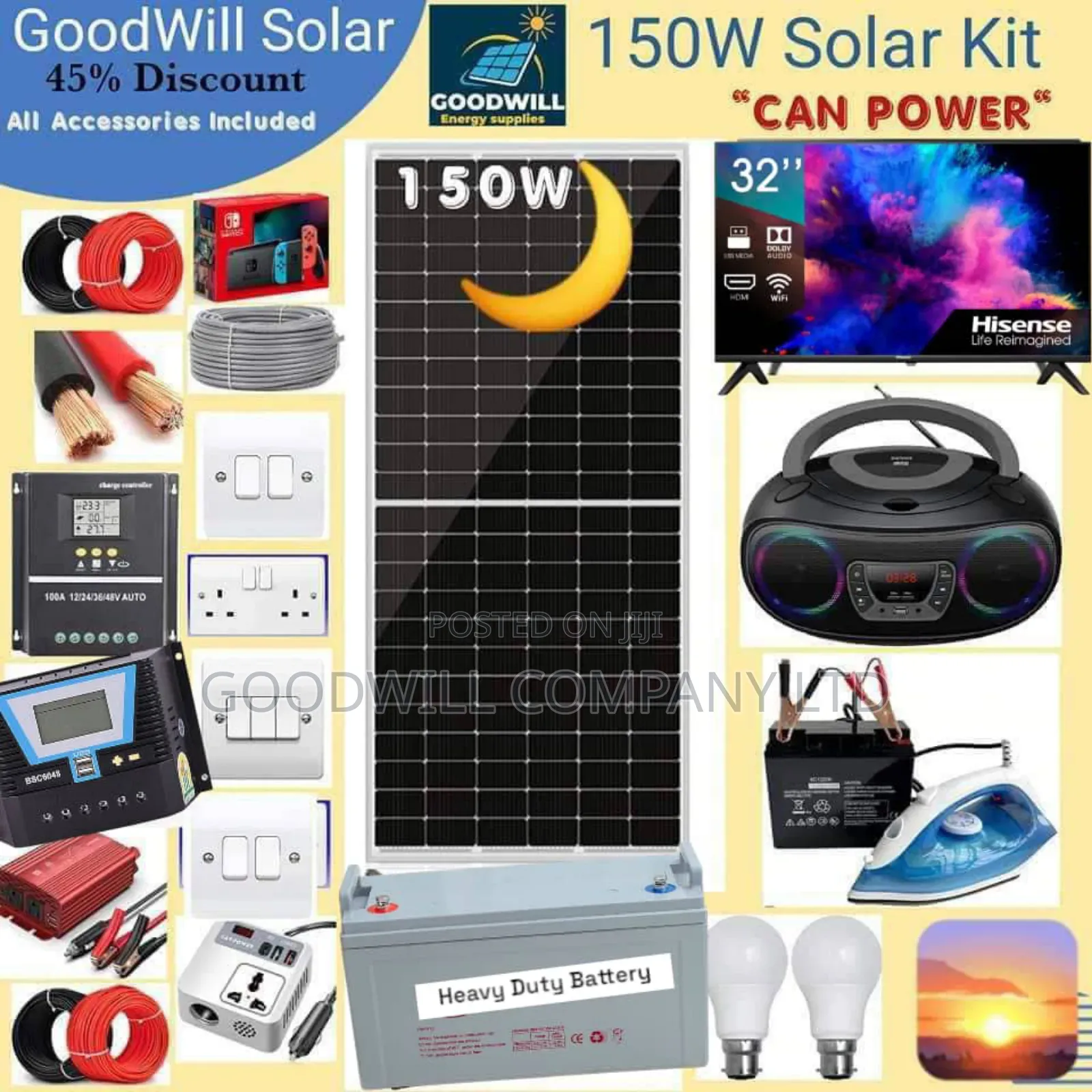 150w Solar Kit (150w Commercial Solar Energy System Full Kit