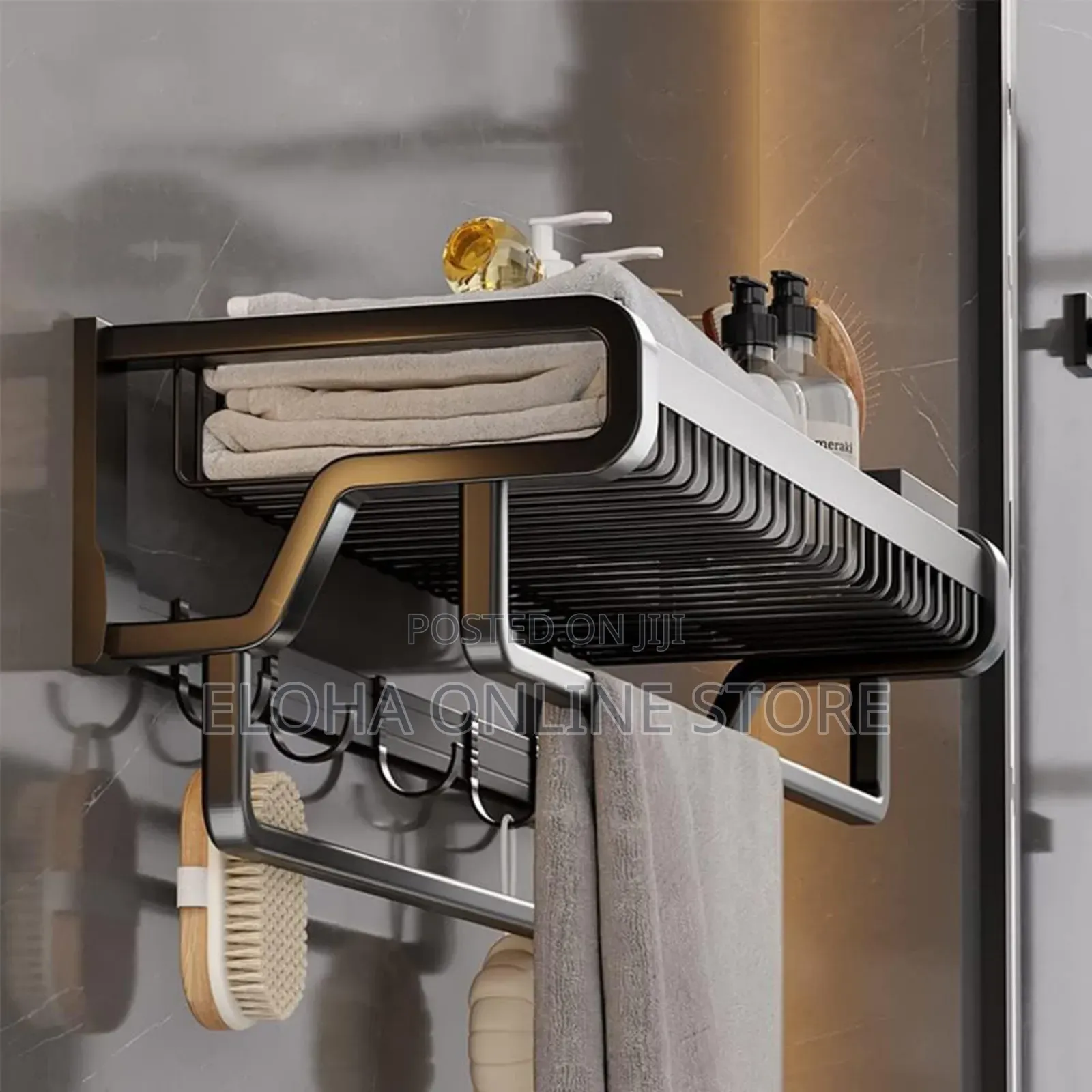 Stainless Steel Wall-Mounted Bathroom Towel Rack Organizer