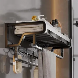 Stainless Steel Wall-Mounted Bathroom Towel Rack Organizer