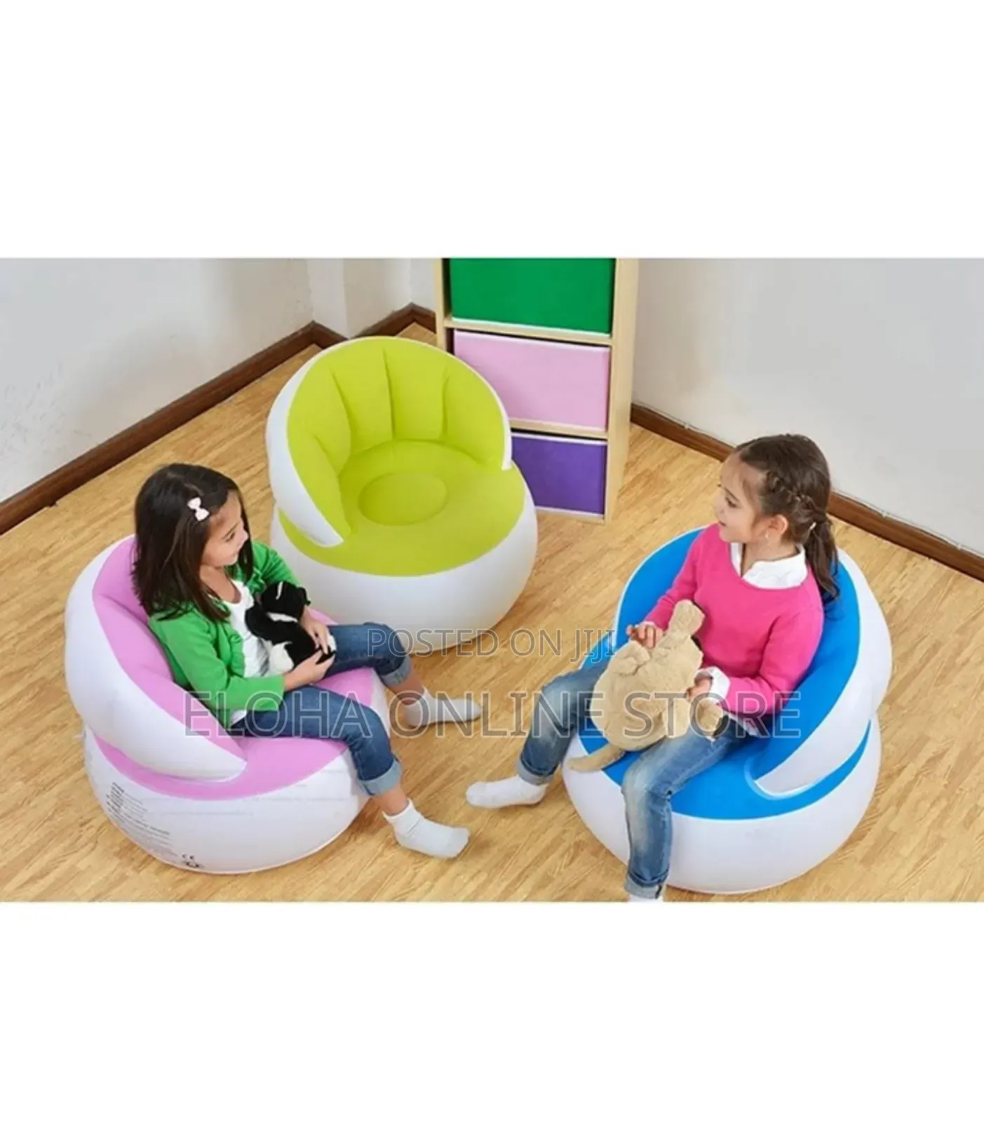 Kids Flocking Inflatable Chair Flock With Backrest