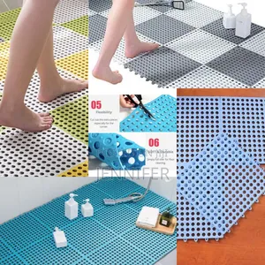 4pcs Interlocking Non Slip Bathroom Floor Tiles Rubber Mat