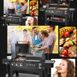 2 in 1 Commercial Luxury Gas Grill + Charcoal Smoker