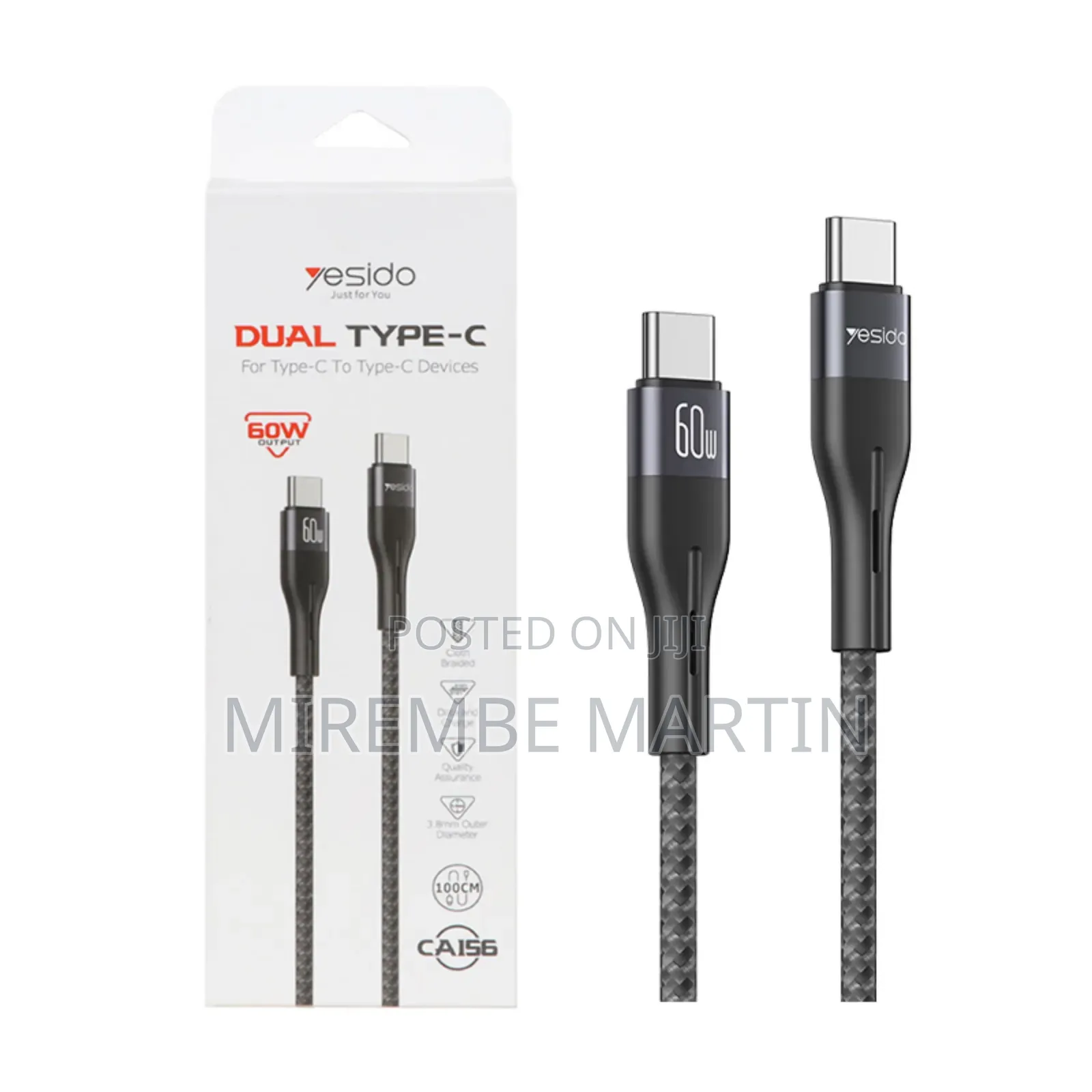 Yesido Type-C to Type-C Fast Charging Cable, Model Ca156