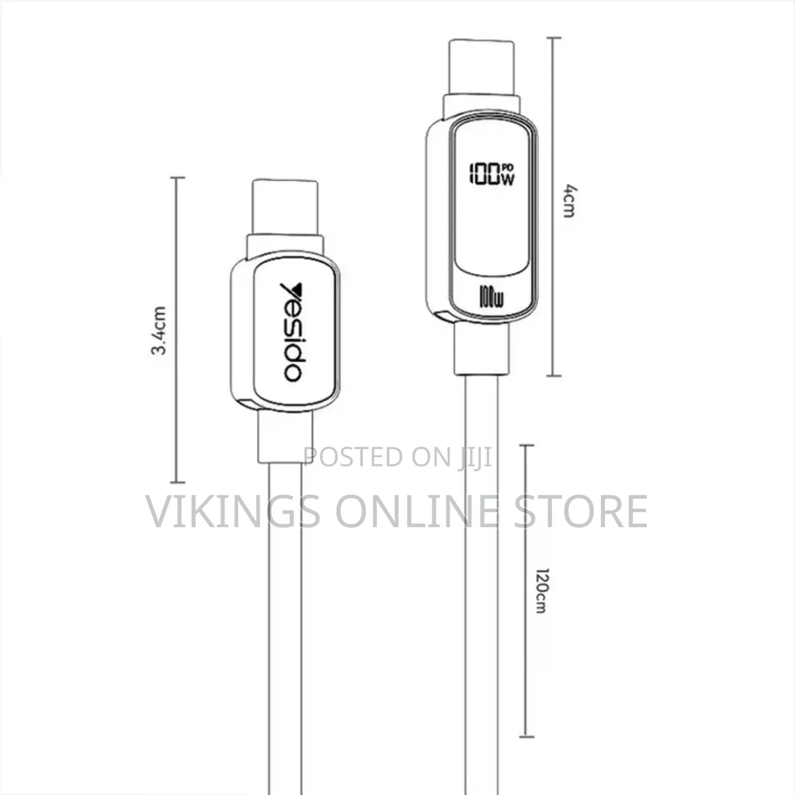 Yesido Ca179 100w Fast Charging Usb-C to Usb-C Cable -1.2m