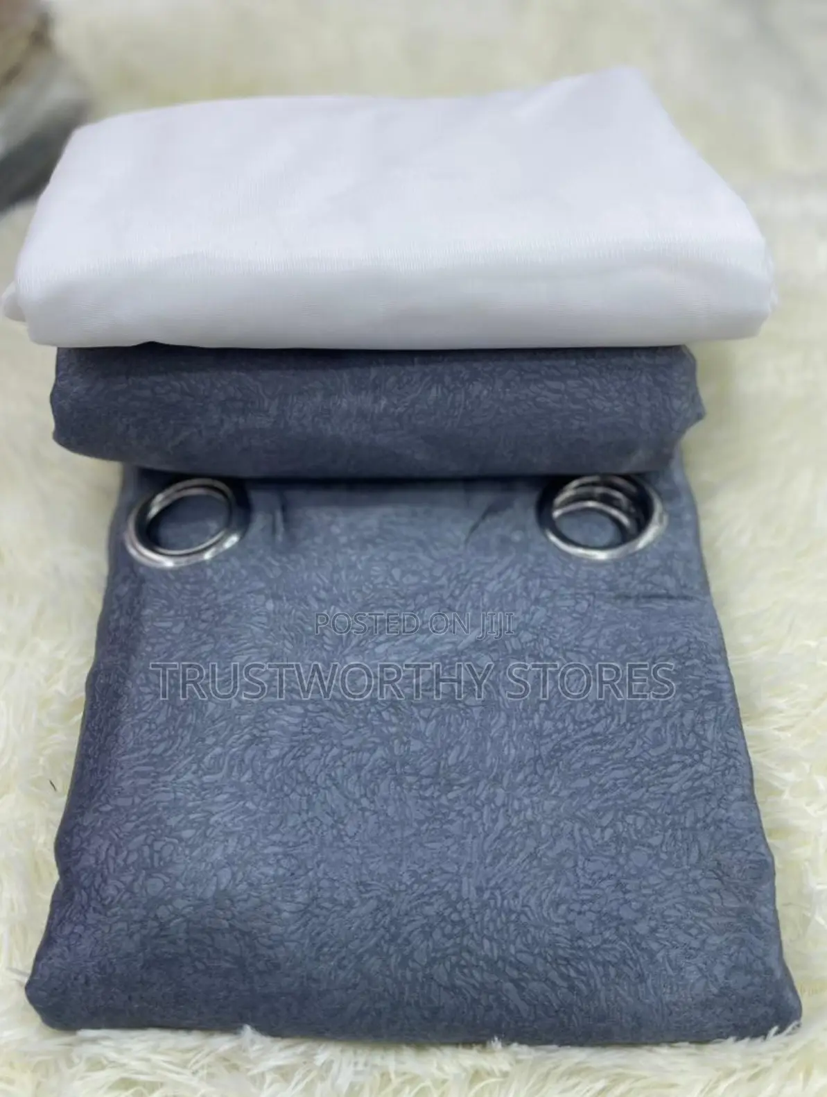 3piece Plain Ring Curtains With a Net