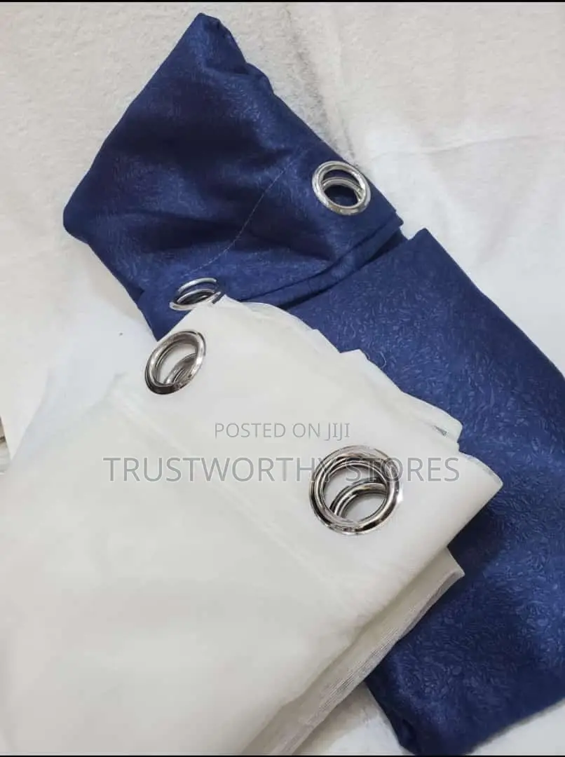 3piece Plain Ring Curtains With a Net