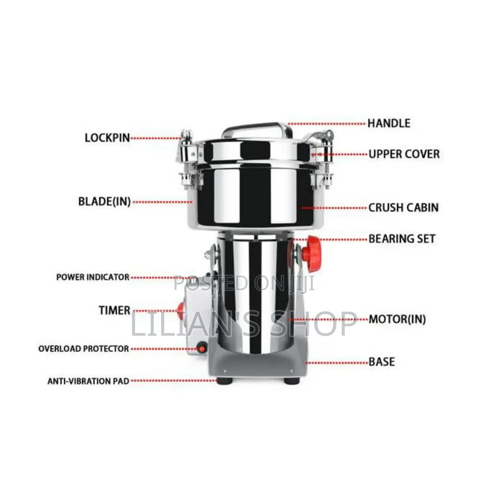 1000g High Speed Motor Electric Dry Powder Food Grinder