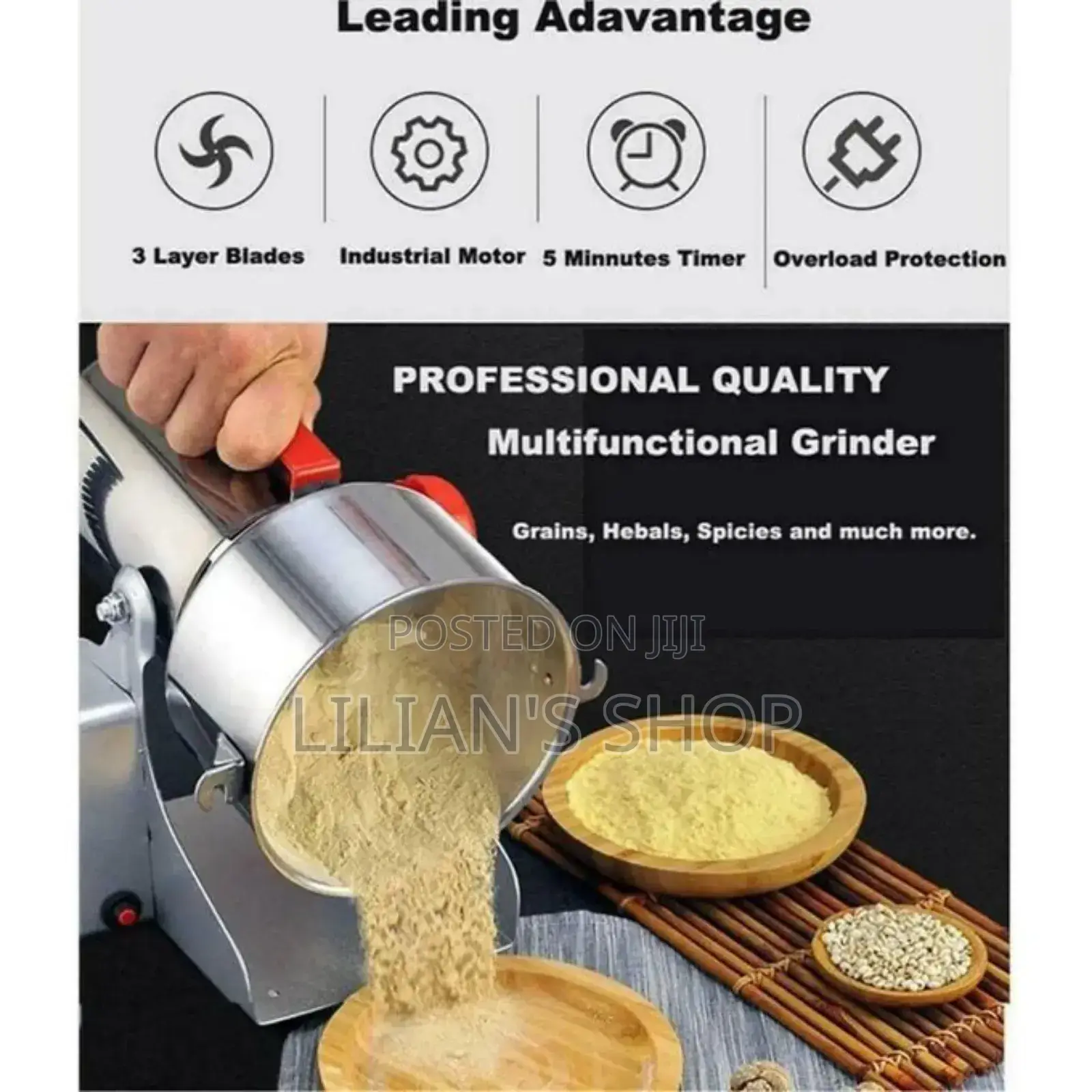 1000g High Speed Motor Electric Dry Powder Food Grinder