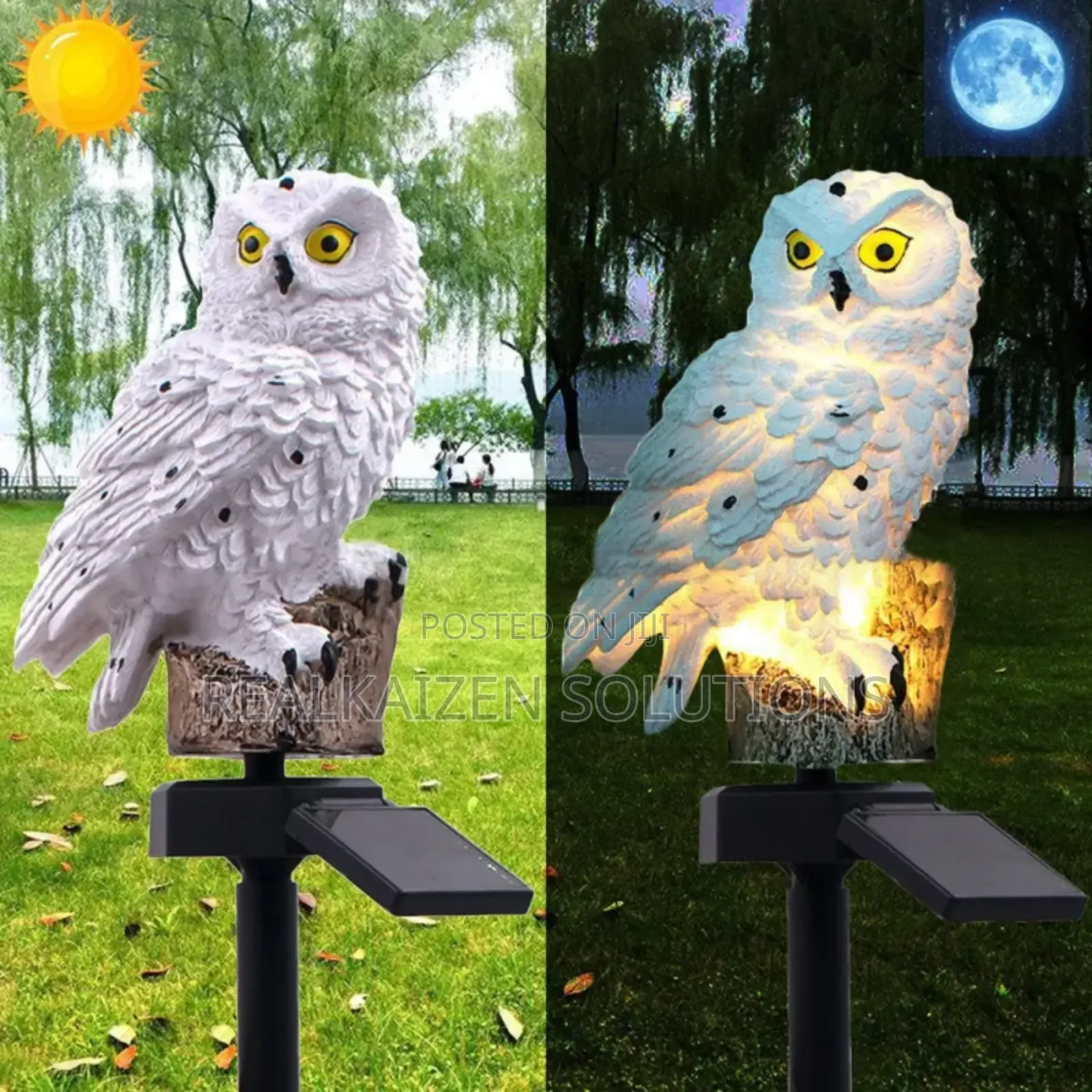 Snow Cute White Owl Outdoor Waterproof Solar Garden Light
