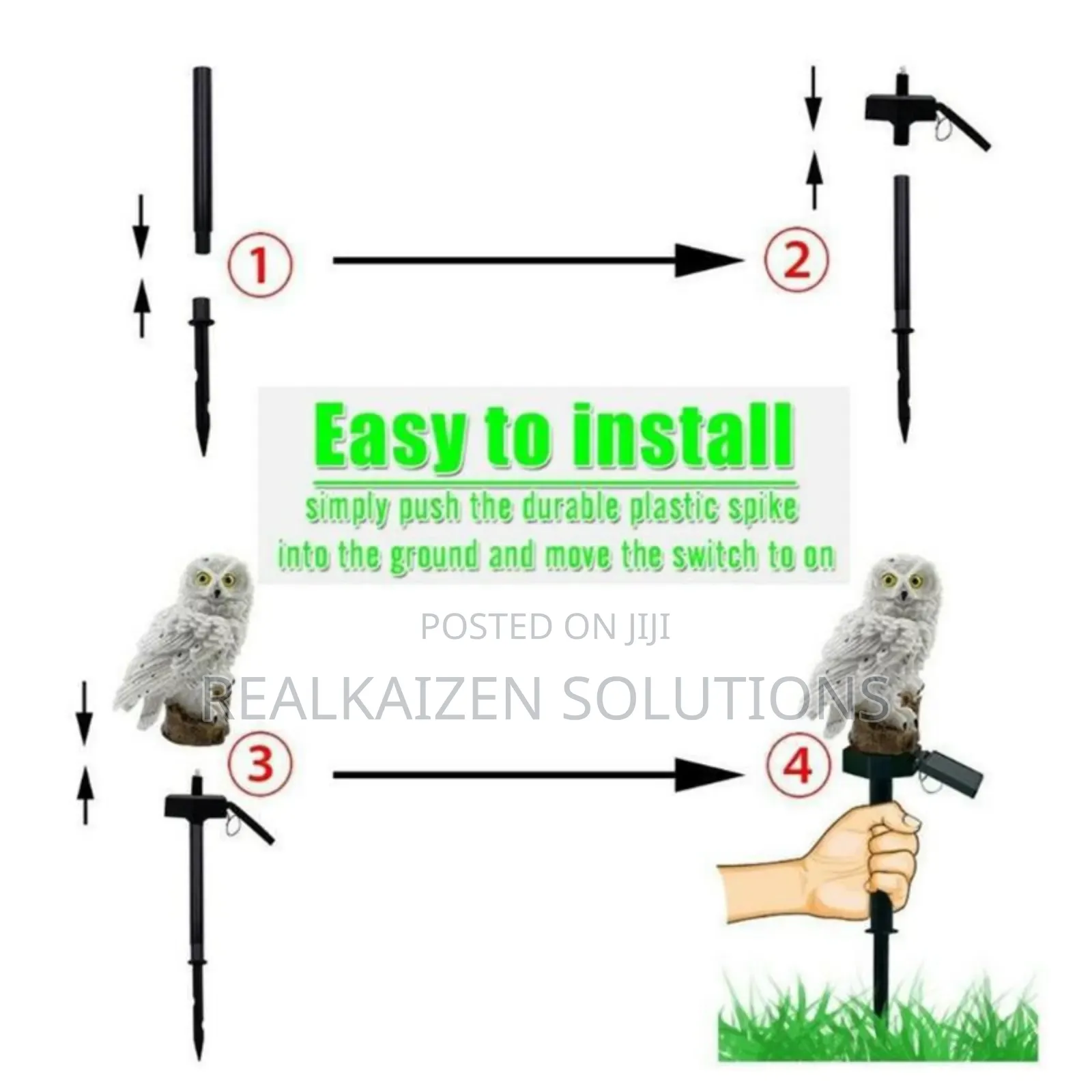Snow Cute White Owl Outdoor Waterproof Solar Garden Light