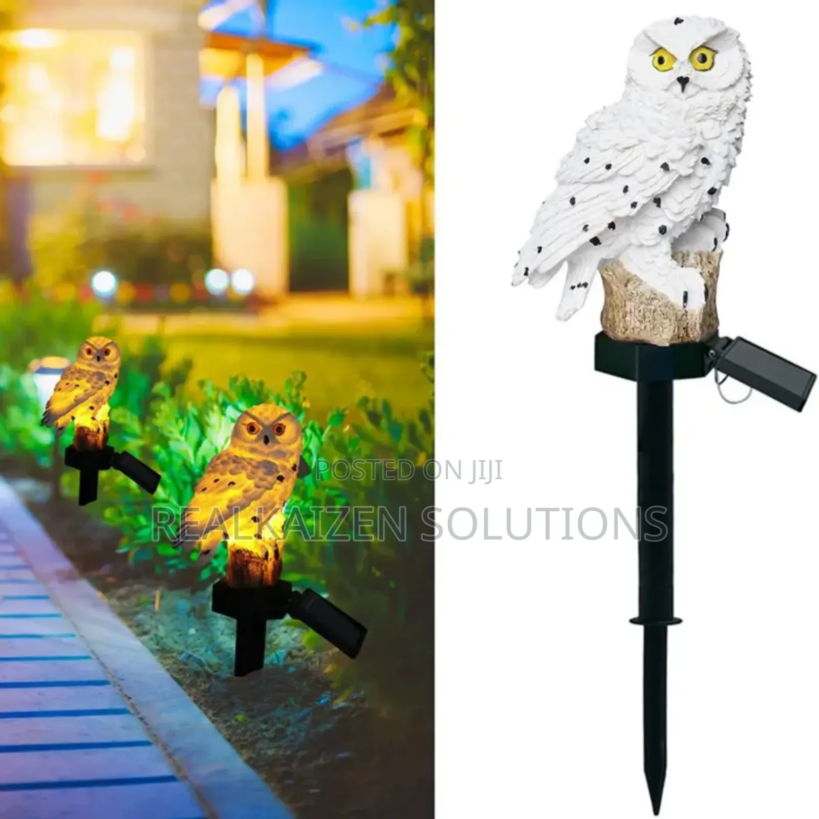 Snow Cute White Owl Outdoor Waterproof Solar Garden Light