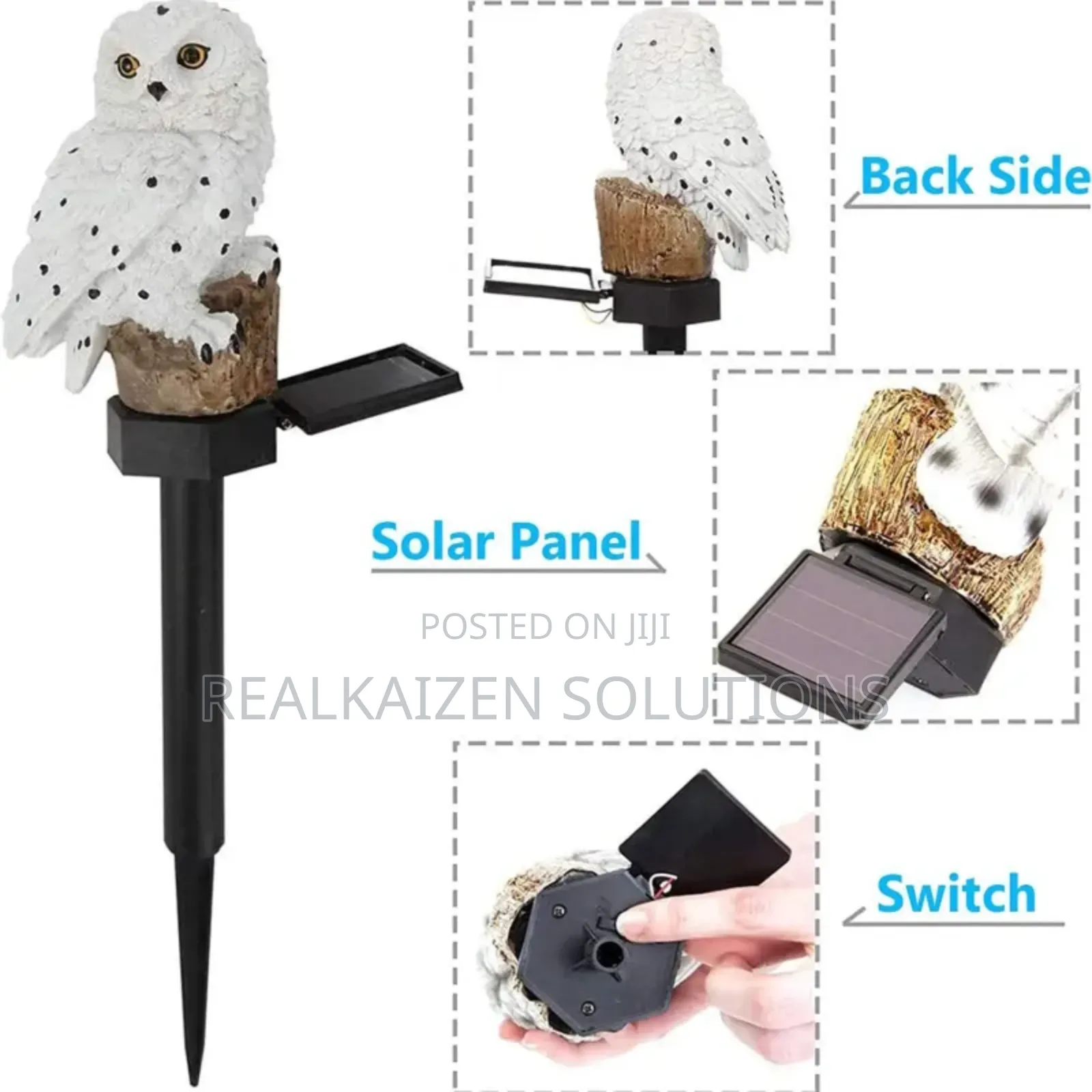 Snow Cute White Owl Outdoor Waterproof Solar Garden Light