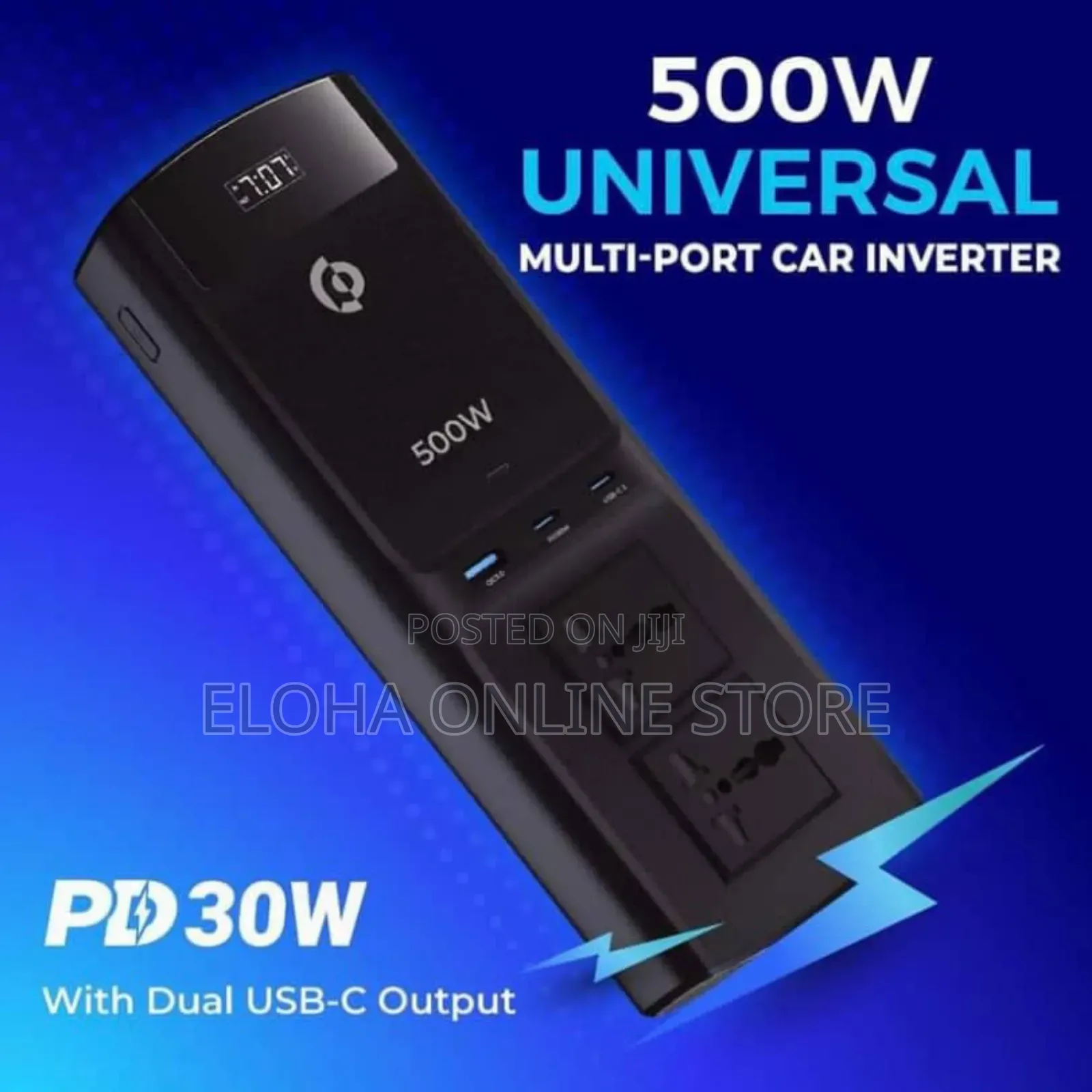 Powerology 500w Universal Multi-Port Car Inverter