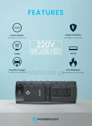 Powerology 500w Universal Multi-Port Car Inverter