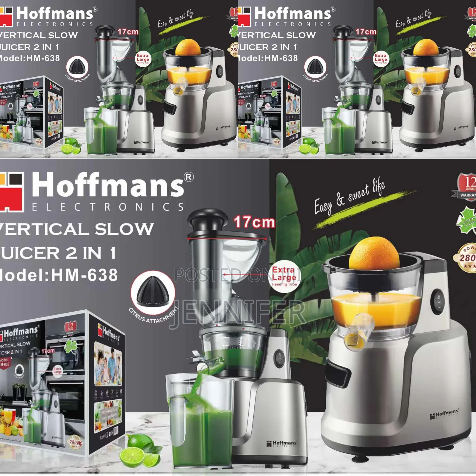 Hoffmans Vertical 2 in 1 Slow Juicer Hm-638