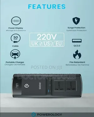 New Powerology 5oow Universal Multi-Port Car Inverter