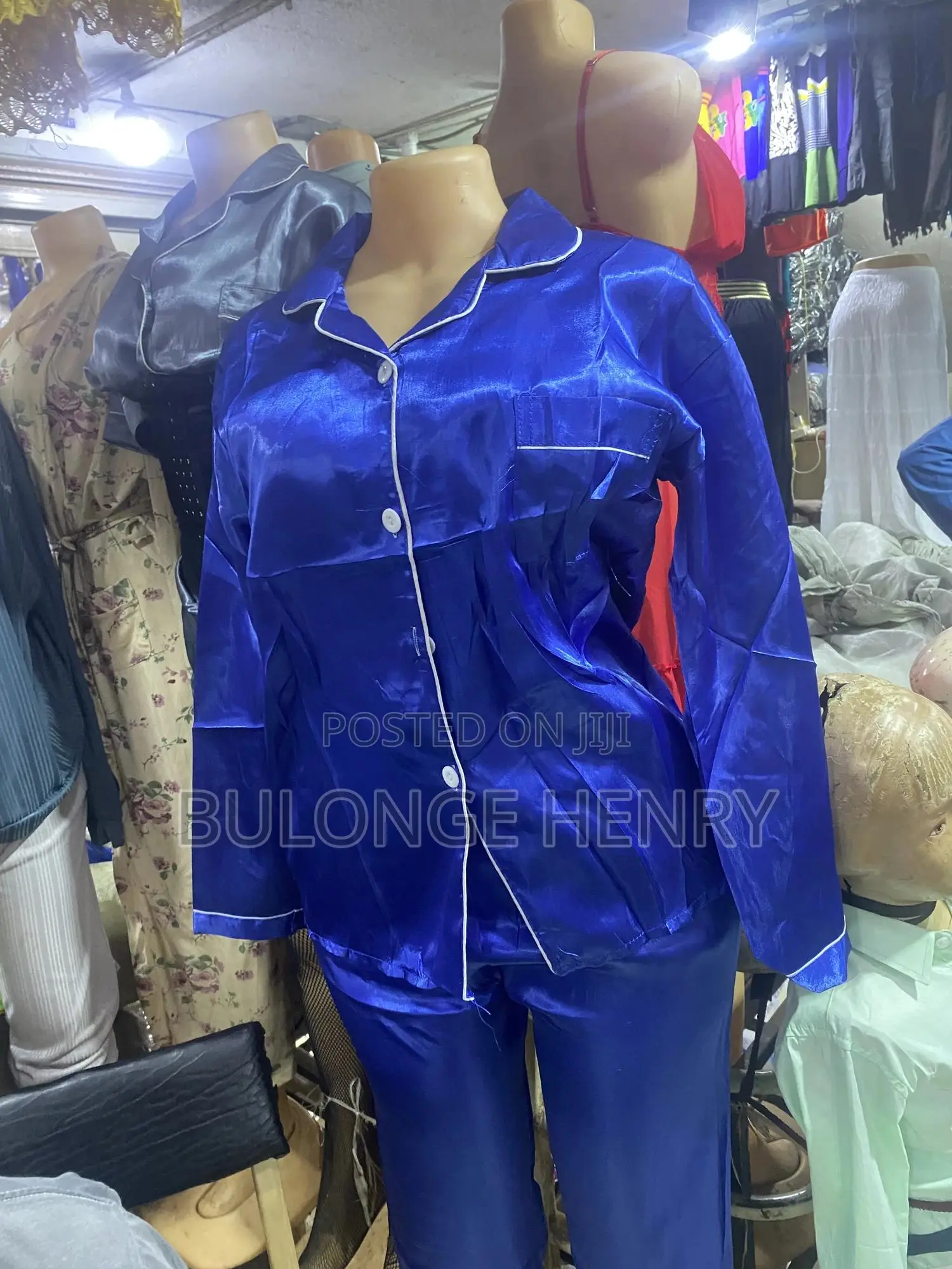 Navy Blue Silk Pyajama