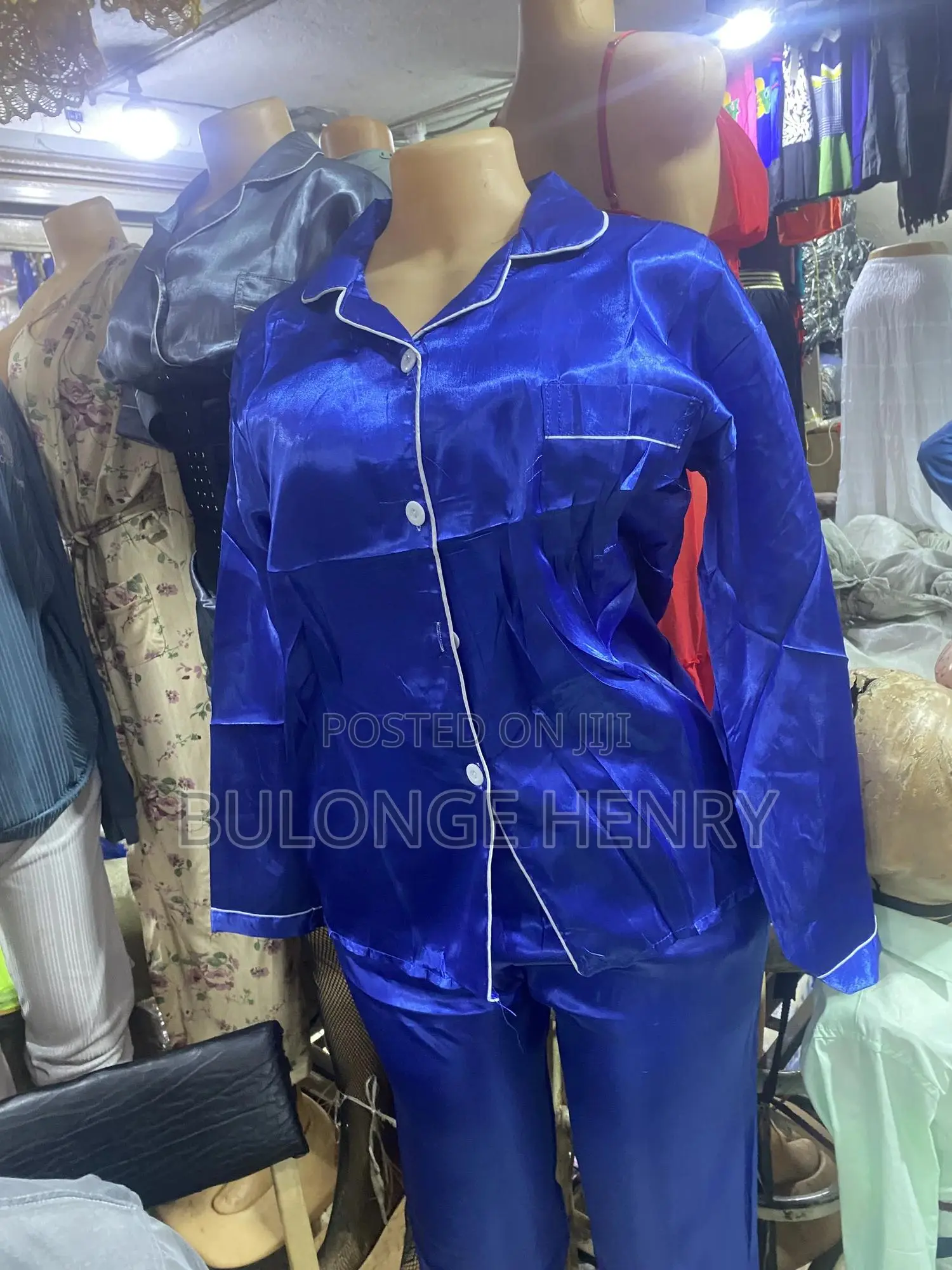 Navy Blue Silk Pyajama