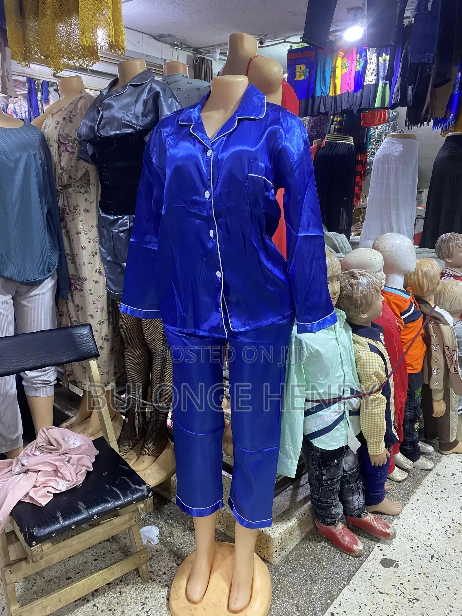 Navy Blue Silk Pyajama