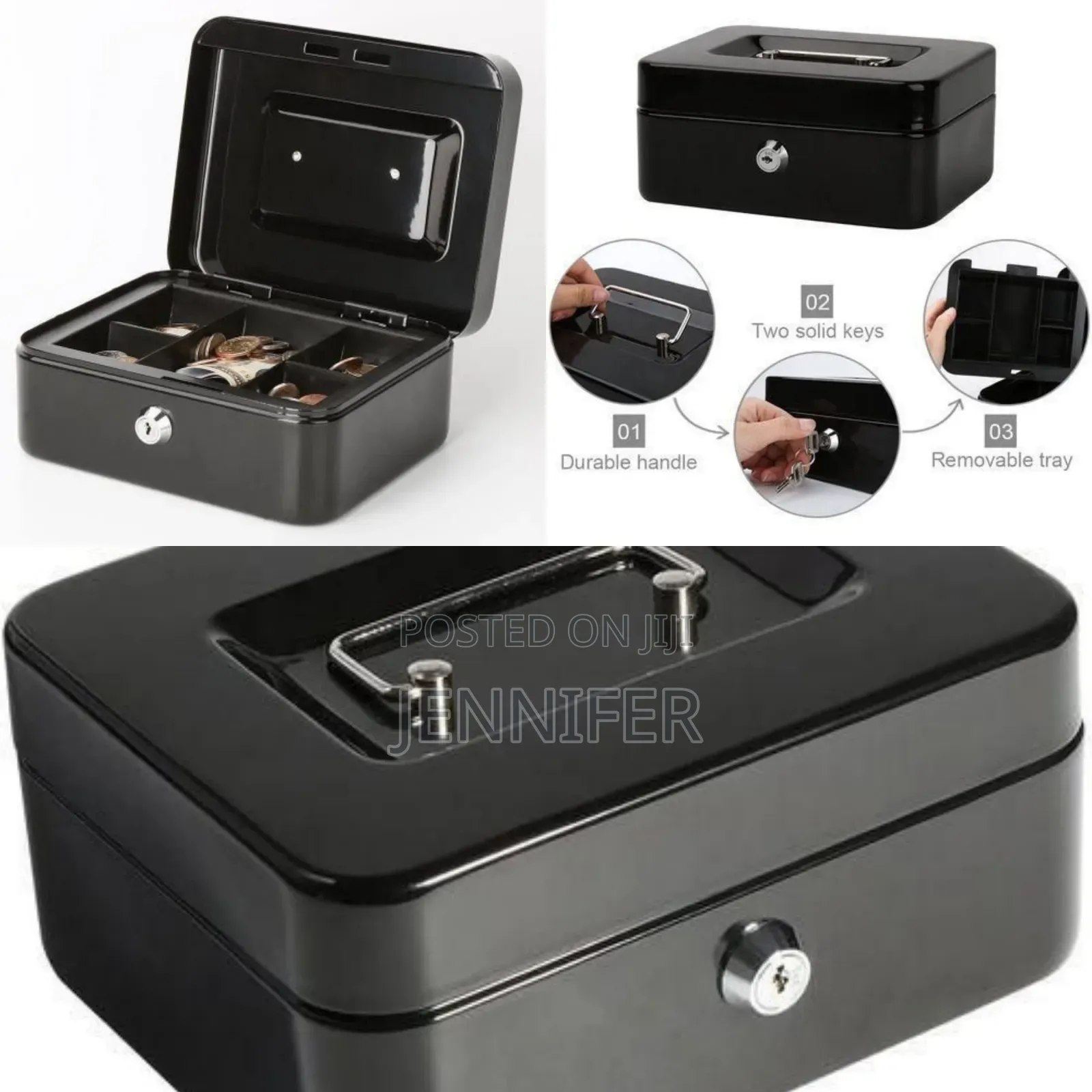 Cash Box With Coin Separator Tray-mult Colour